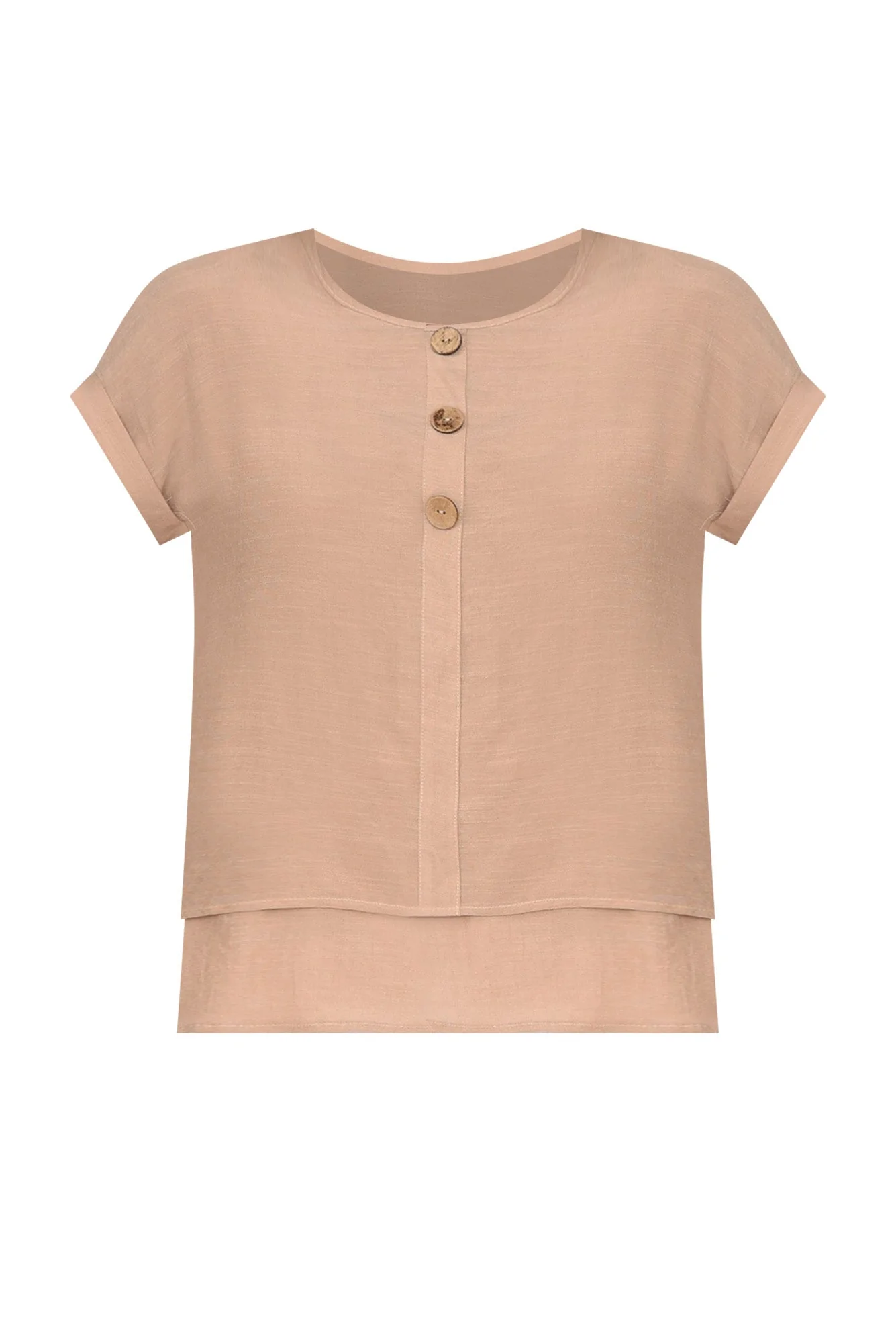 Abilene Beige Button Top - Image 3
