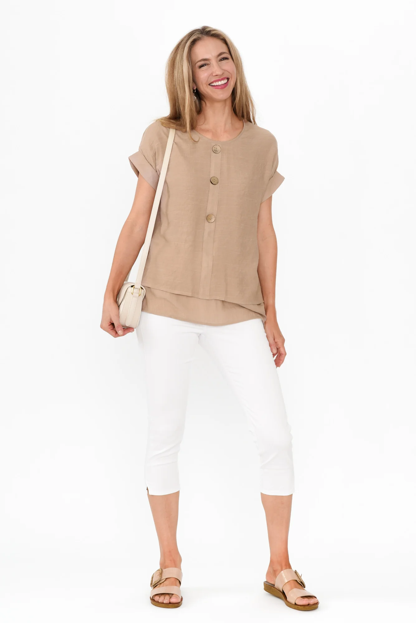 Abilene Beige Button Top - Image 4