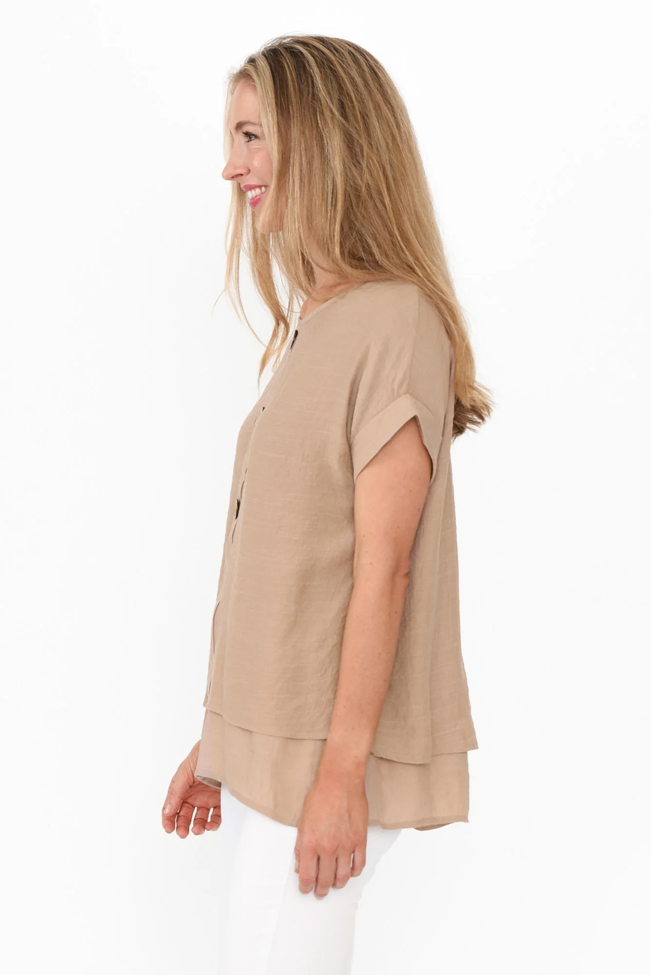 Abilene Beige Button Top - Image 5