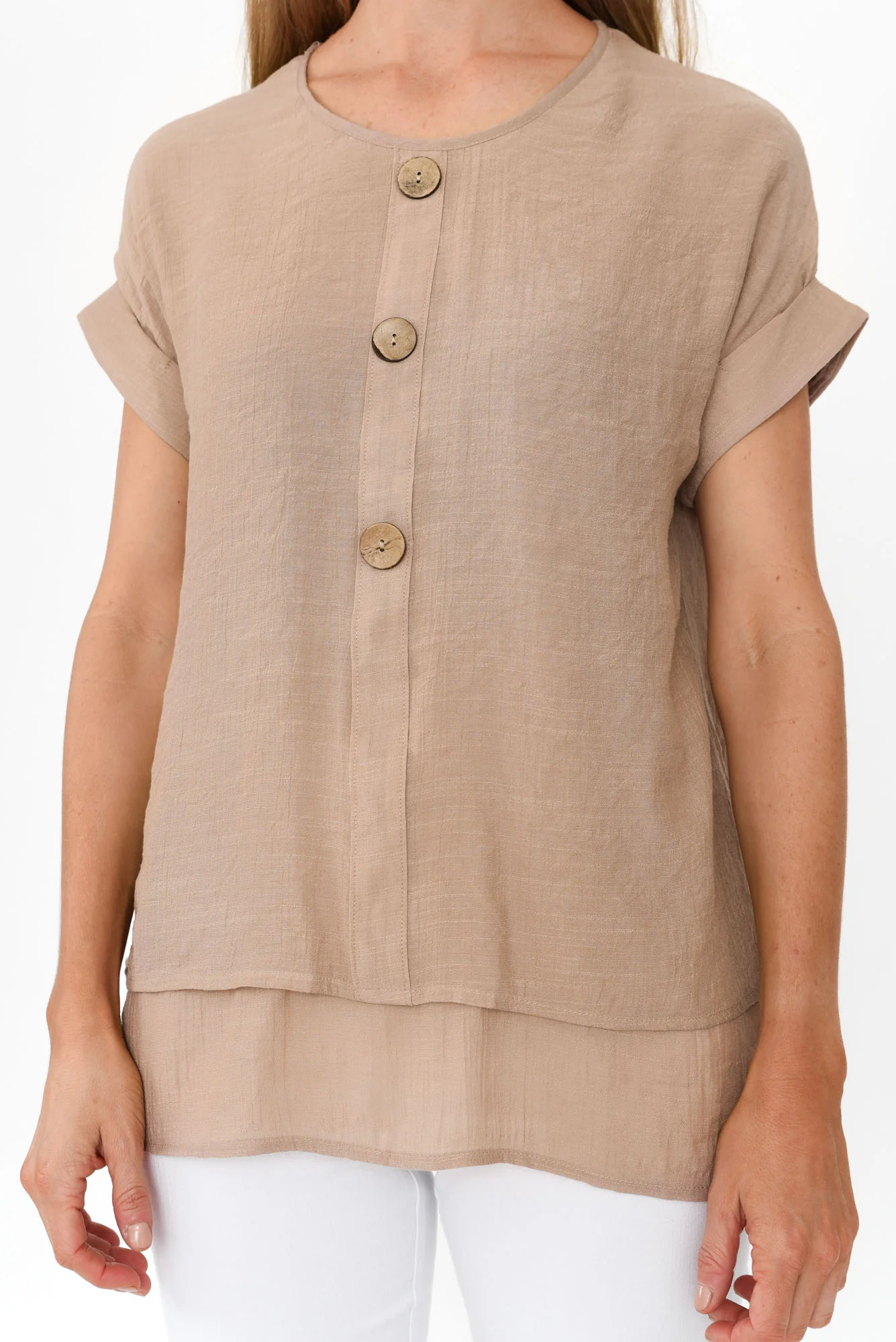 Abilene Beige Button Top - Image 7