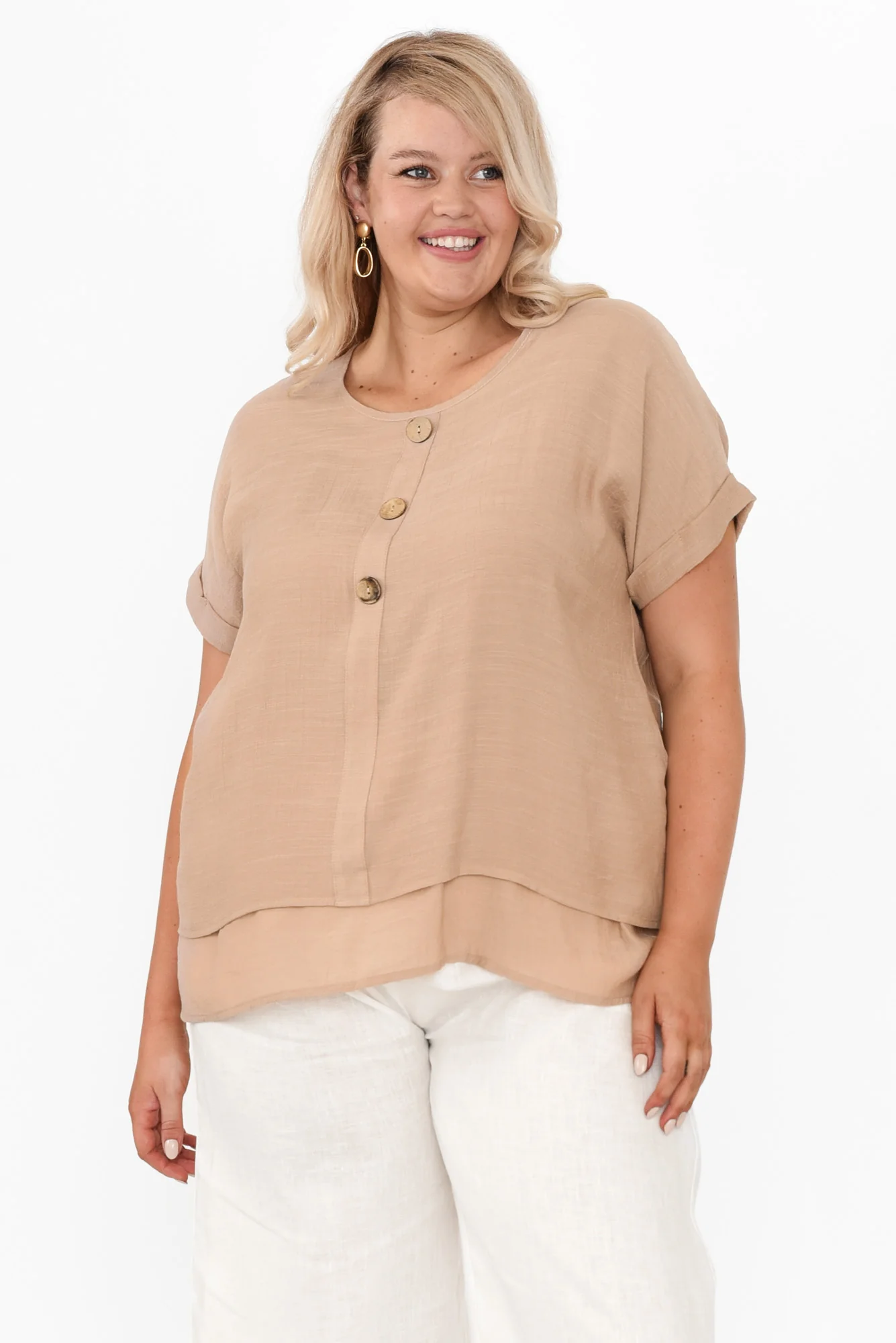 Abilene Beige Button Top - Image 8