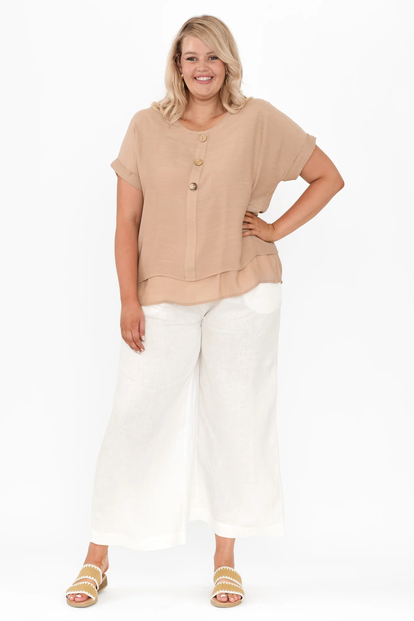 Abilene Beige Button Top - Image 9