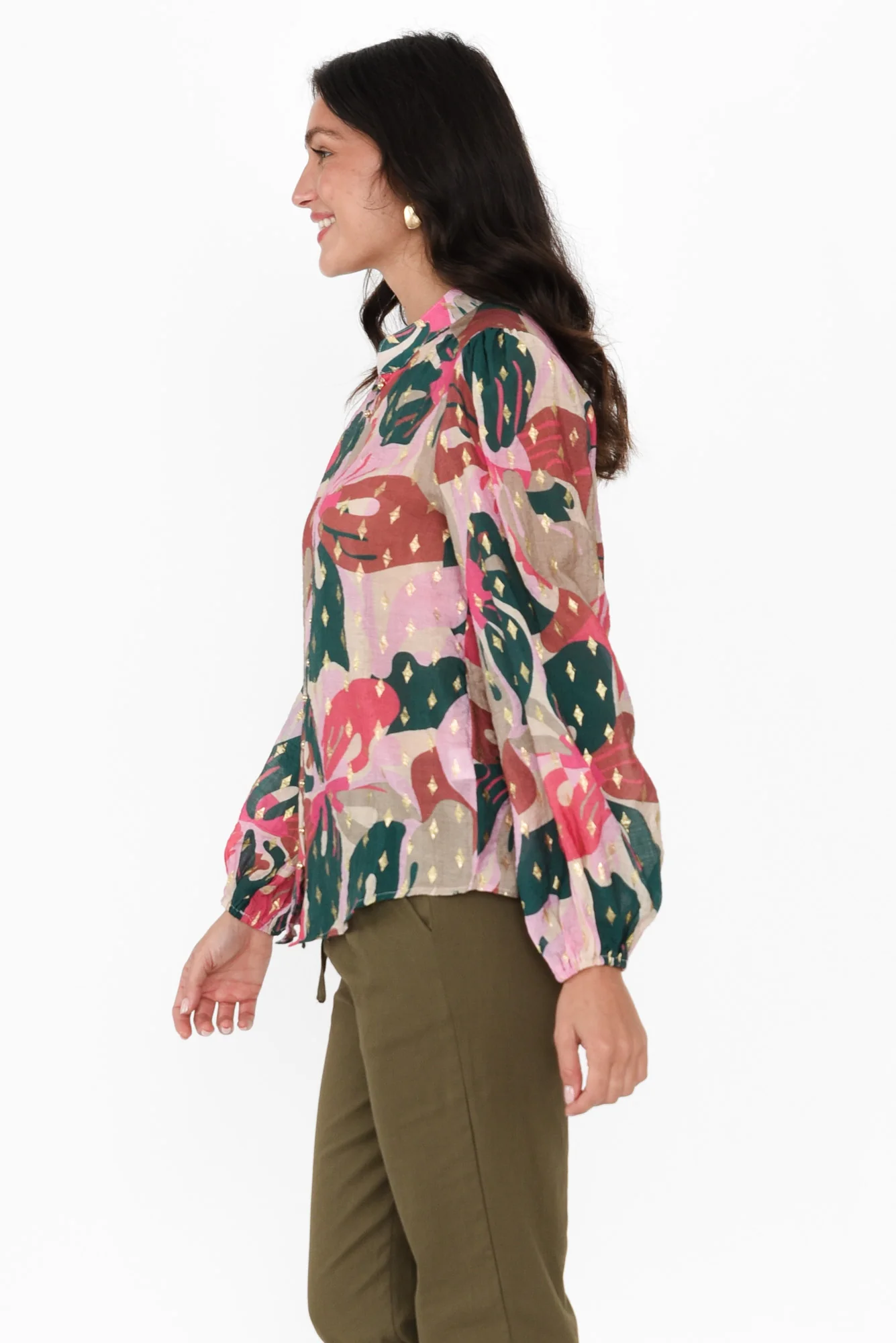 Alaina Pink Floral Button Blouse - Image 4