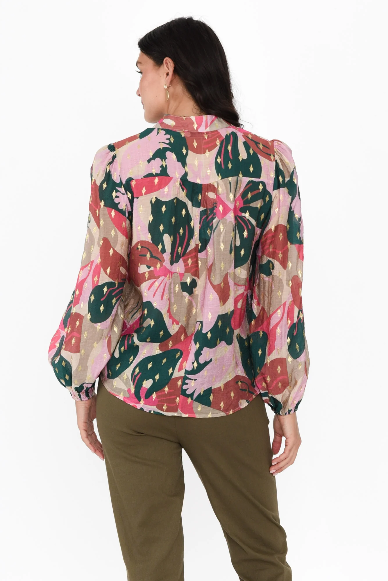 Alaina Pink Floral Button Blouse - Image 5