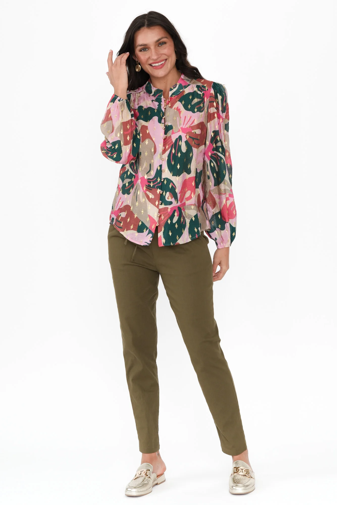Alaina Pink Floral Button Blouse - Image 6