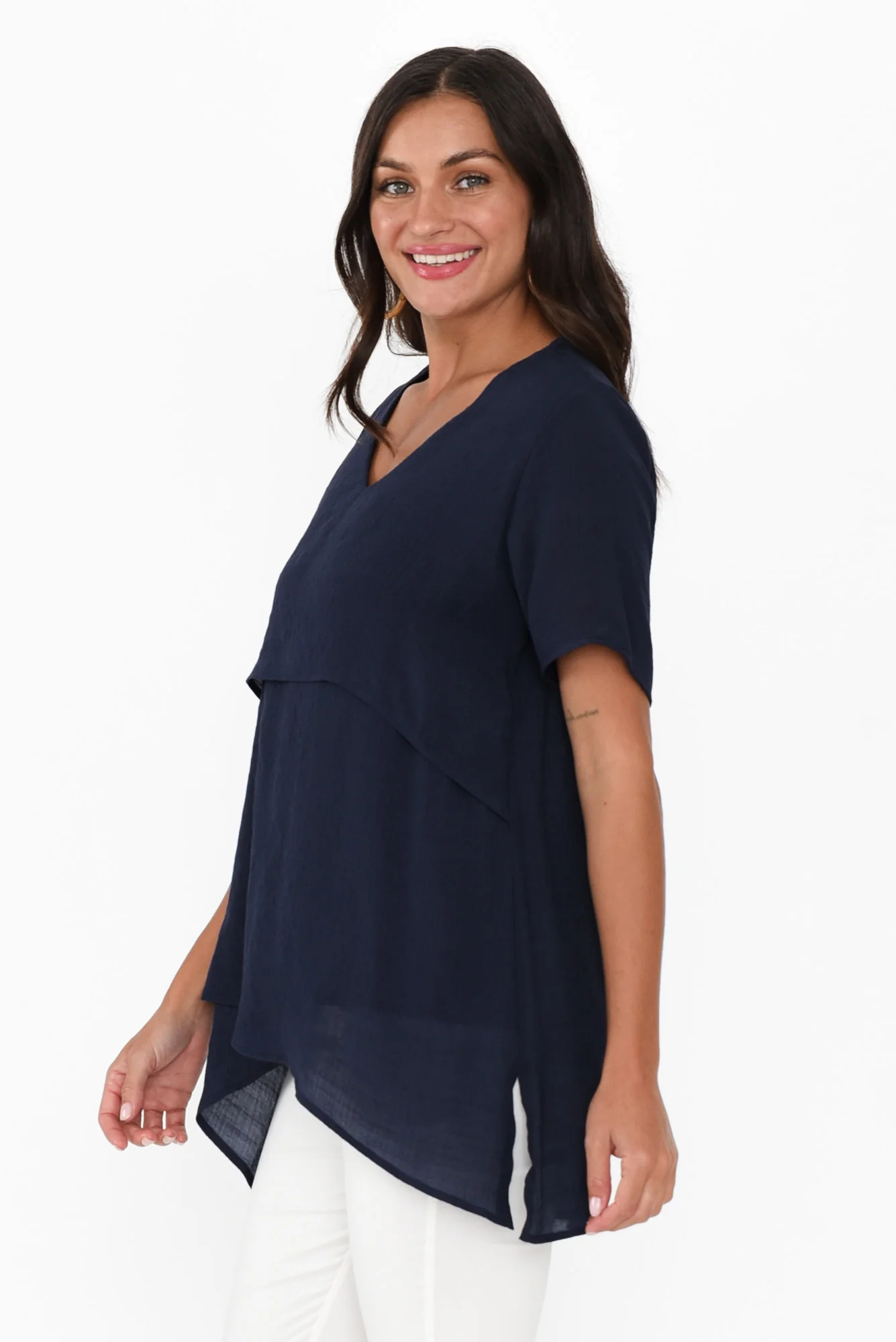 Alvina Navy Layered Tunic Top - Image 3