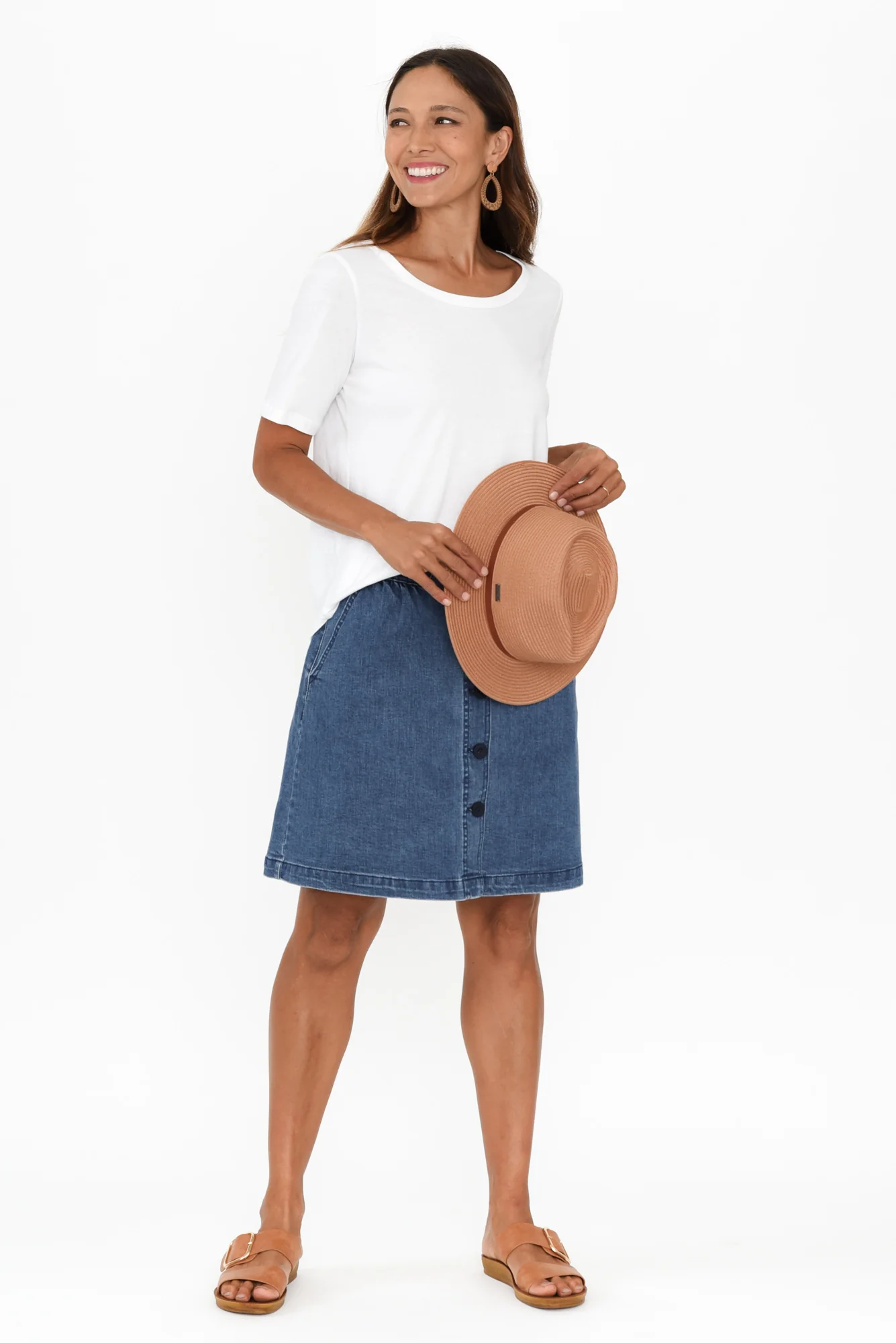 Amanda Light Blue Stretch Denim Skirt - Image 3