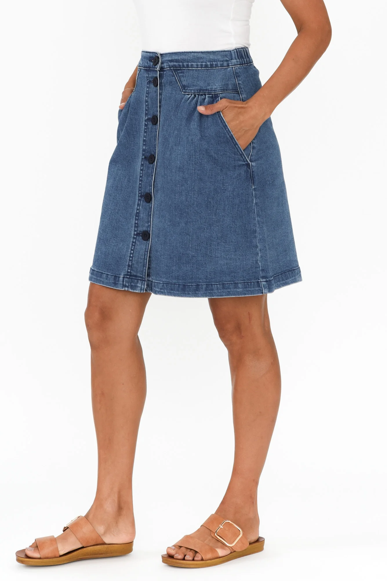 Amanda Light Blue Stretch Denim Skirt - Image 4