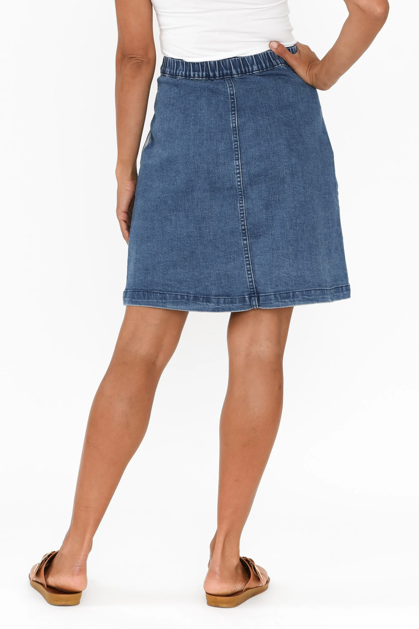 Amanda Light Blue Stretch Denim Skirt - Image 5