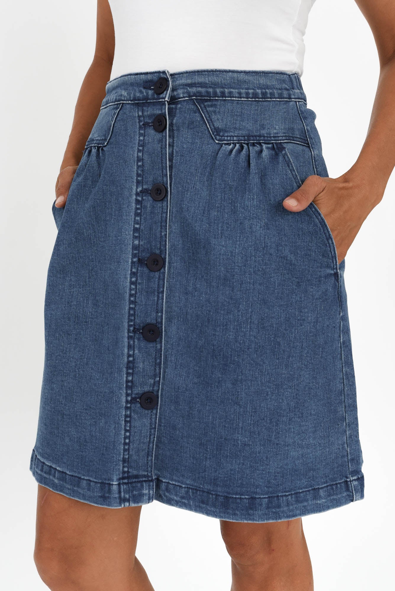 Amanda Light Blue Stretch Denim Skirt - Image 6