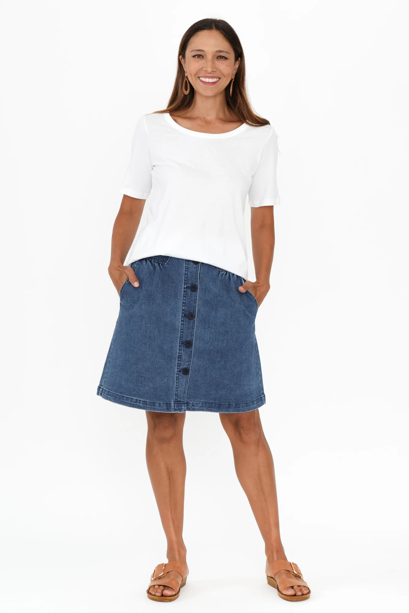 Amanda Light Blue Stretch Denim Skirt - Image 7