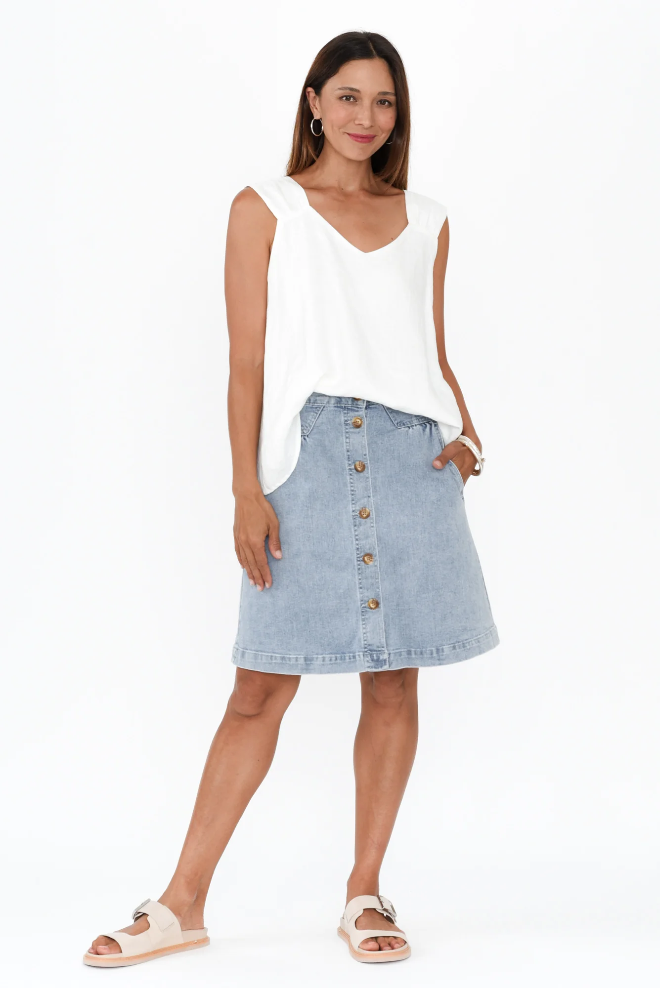 Amanda Vintage Blue Stretch Denim Skirt - Image 4