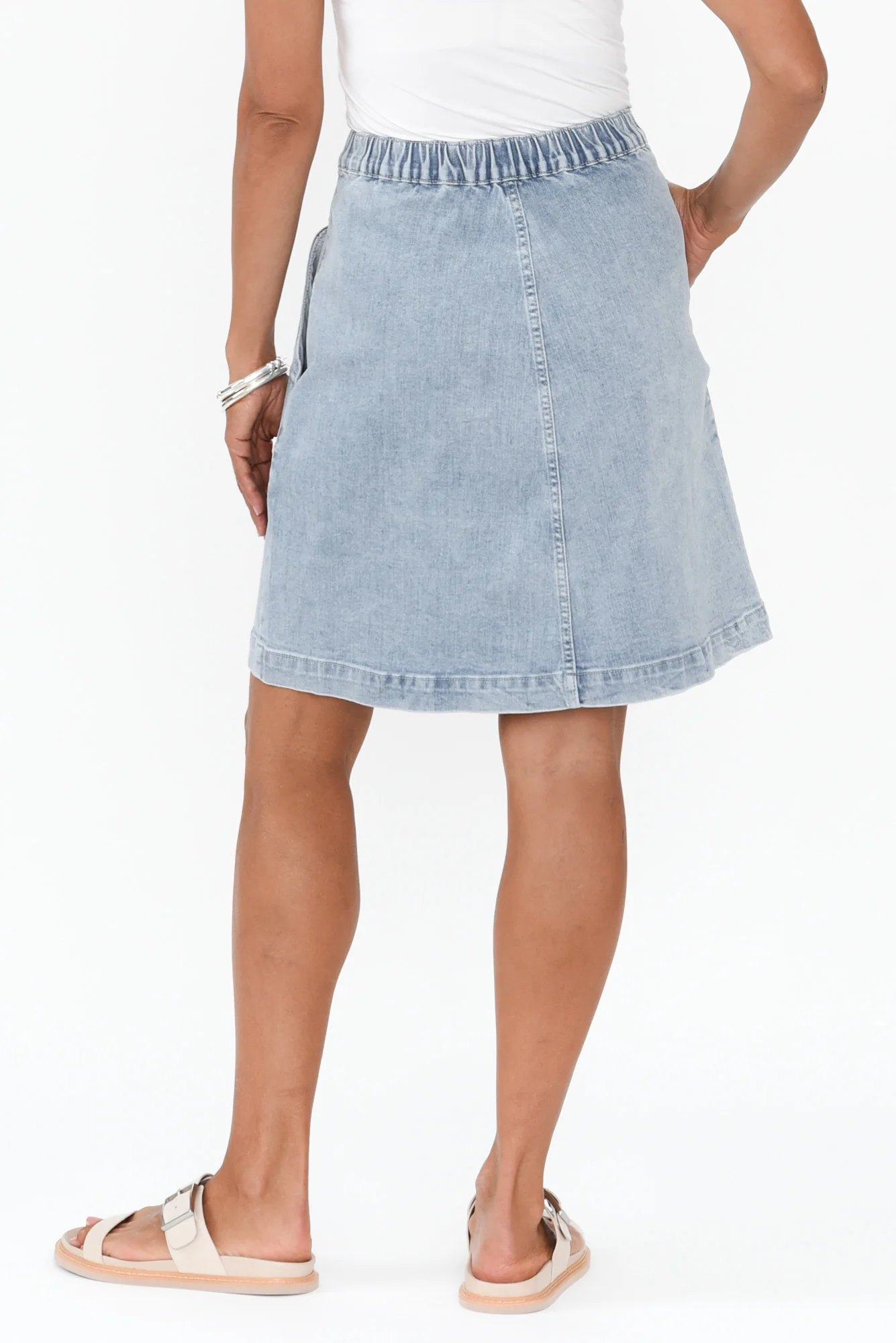 Amanda Vintage Blue Stretch Denim Skirt - Image 6