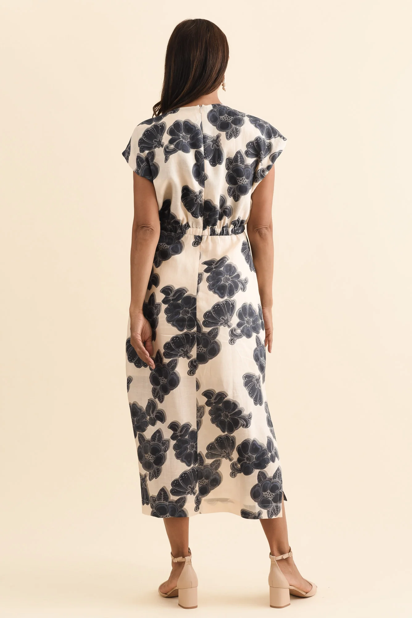 Amara Ivory Floral Drape Dress - Image 4