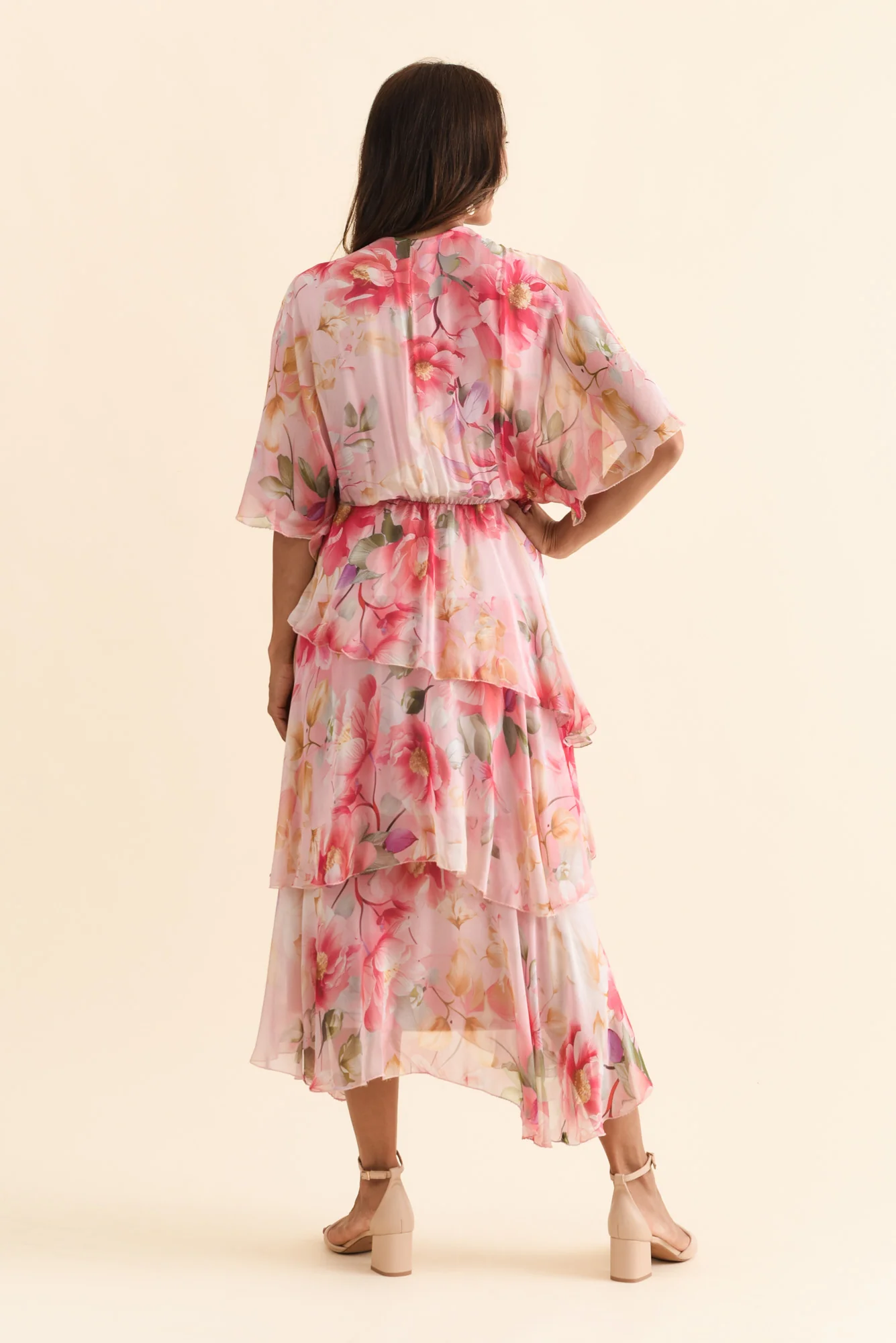 Amelie Pink Floral Silk Layer Dress - Image 5