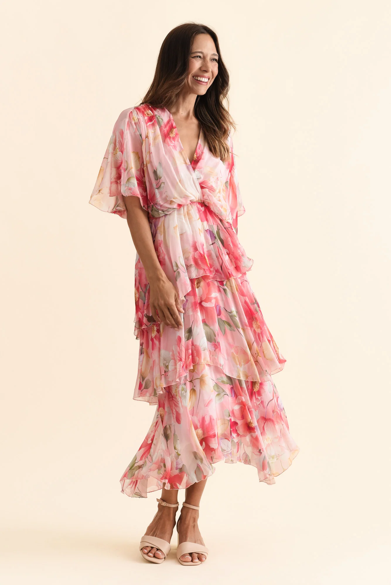 Amelie Pink Floral Silk Layer Dress - Image 7
