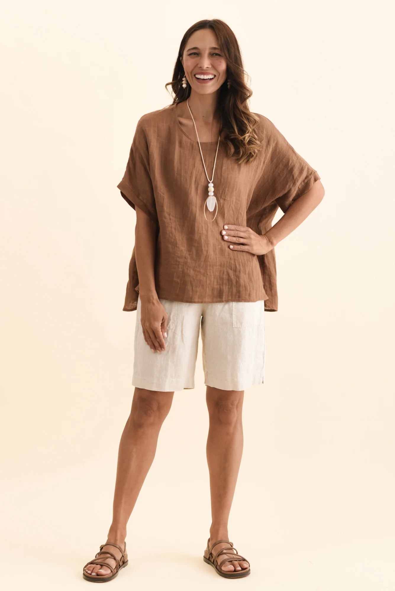 Aster Natural Linen Shorts - Image 8