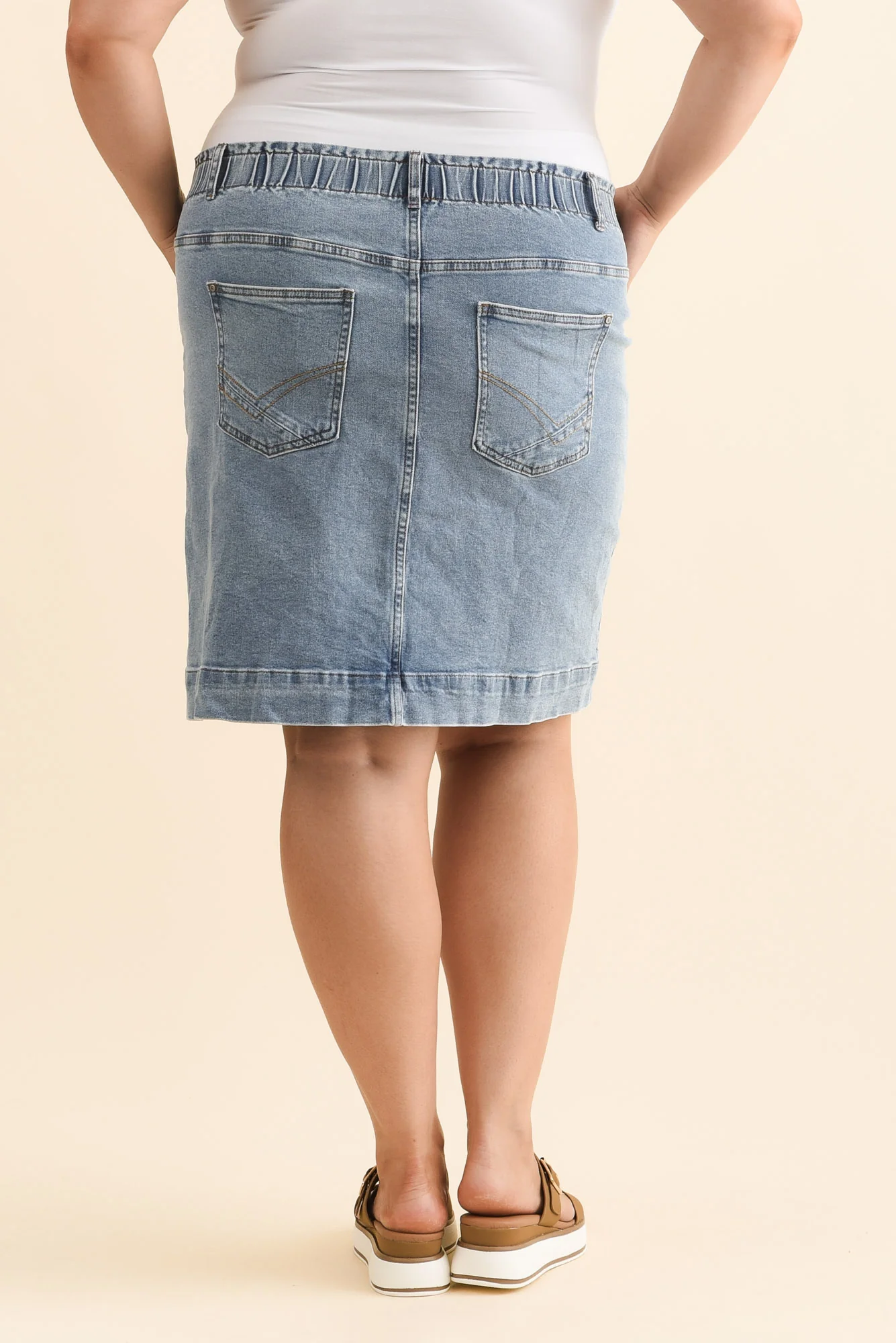 Atlas Blue Denim Stretch Skirt - Image 10