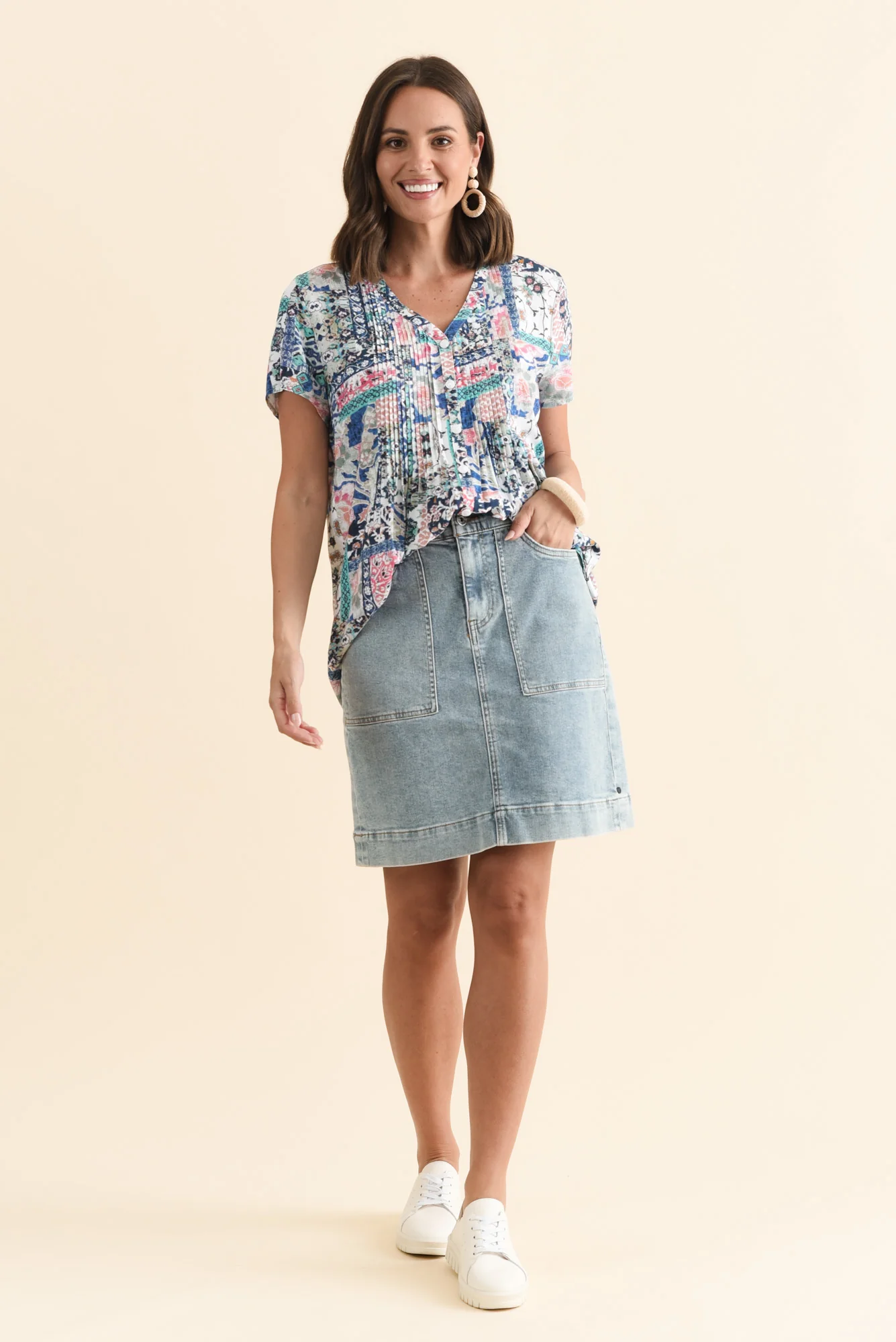 Atlas Blue Denim Stretch Skirt - Image 6