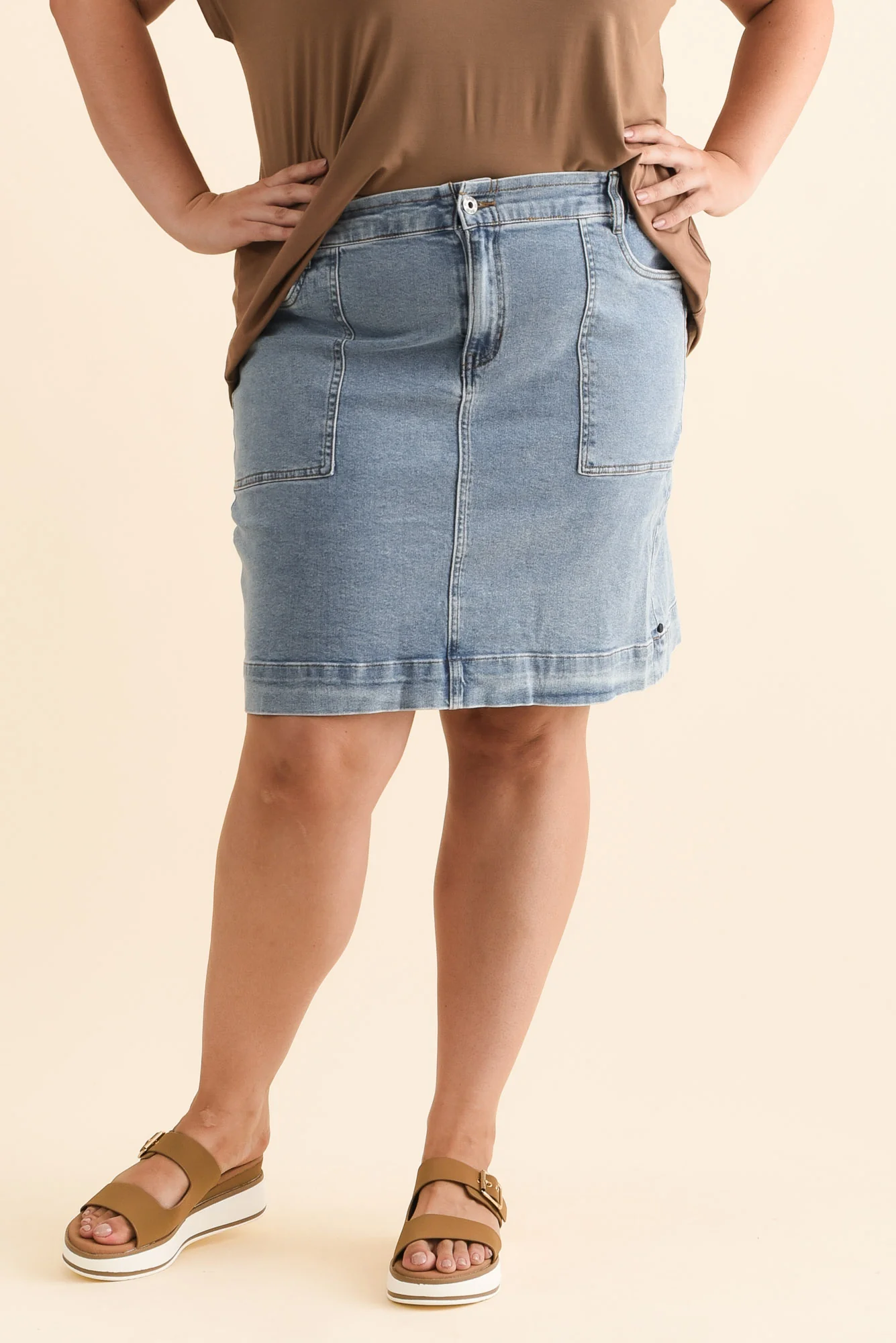 Atlas Blue Denim Stretch Skirt - Image 7