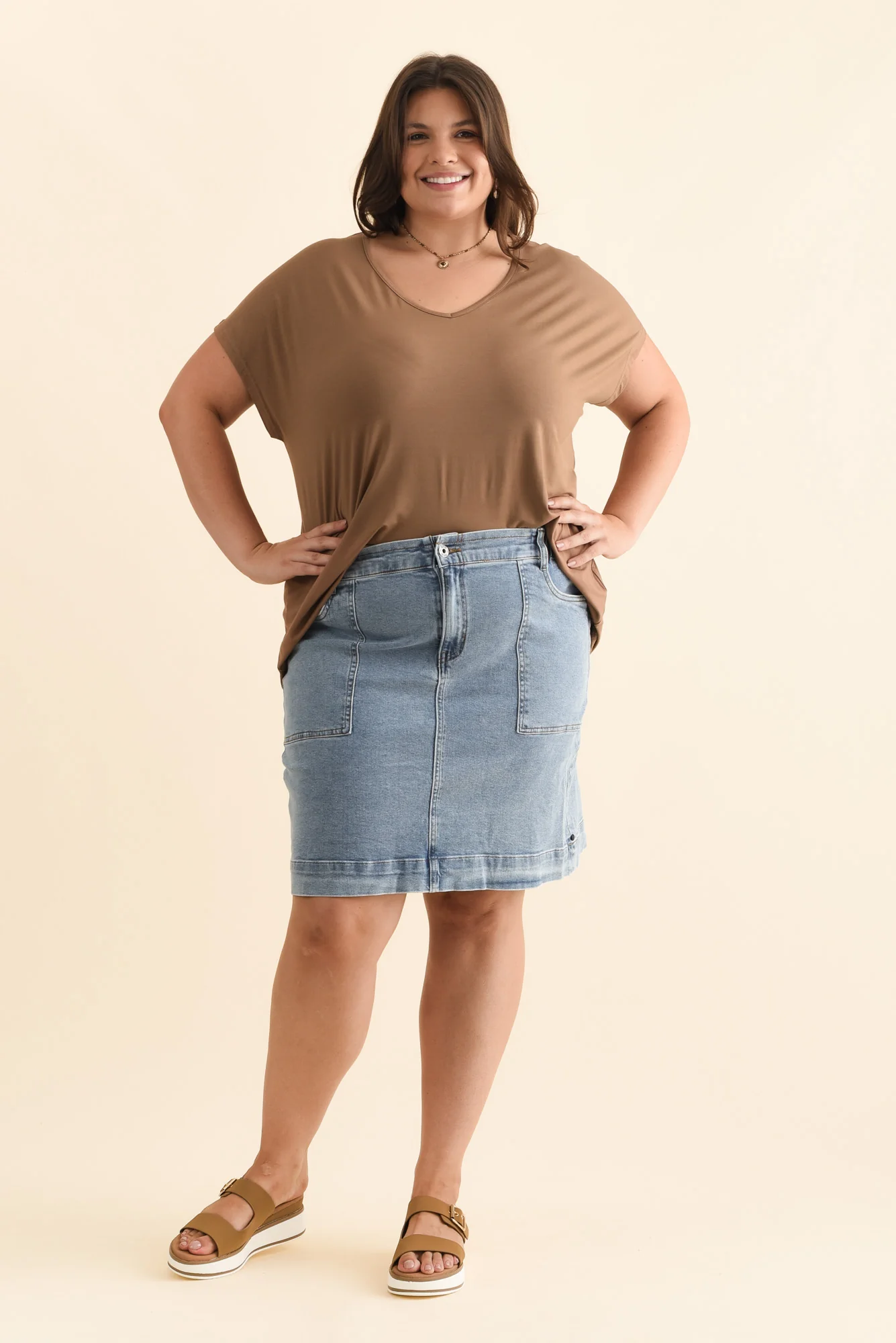 Atlas Blue Denim Stretch Skirt - Image 8