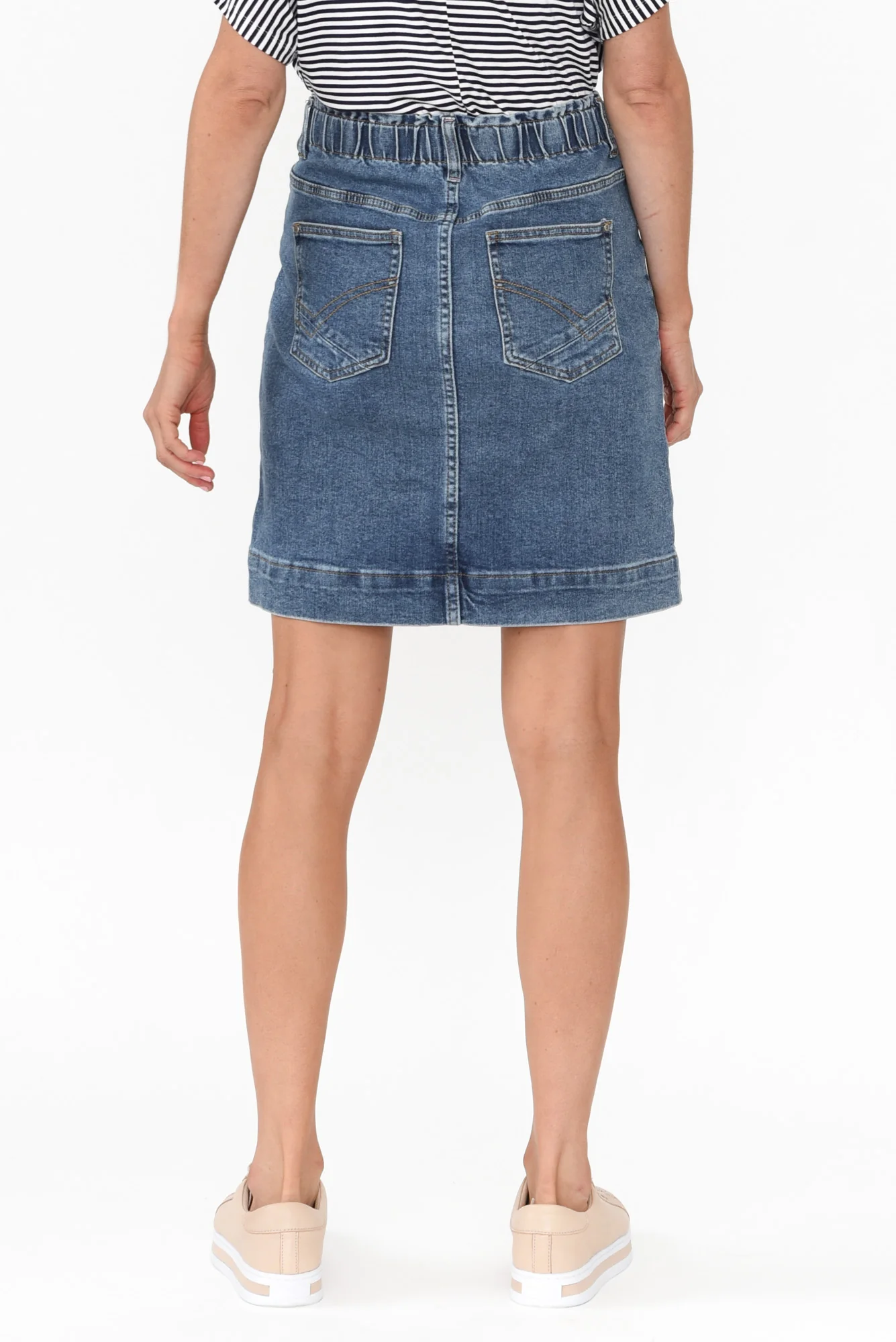 Atlas Dark Blue Denim Stretch Skirt - Image 6