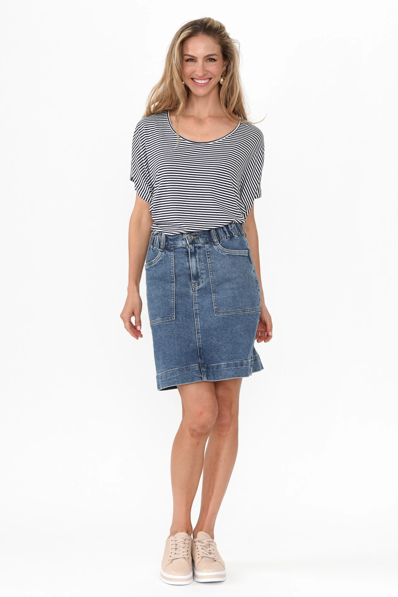 Atlas Dark Blue Denim Stretch Skirt - Image 8