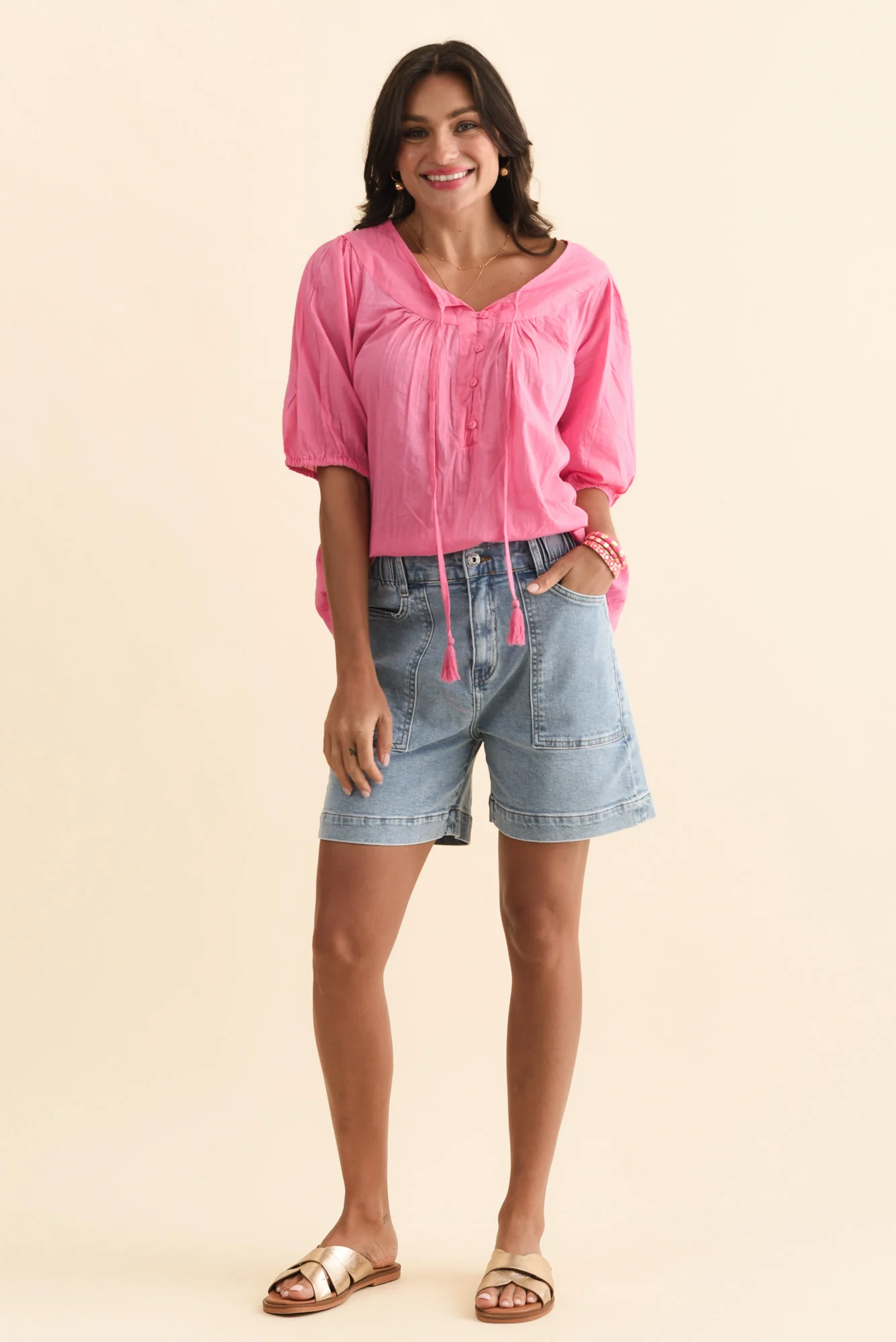 Atlas Light Blue Denim Stretch Shorts - Image 3