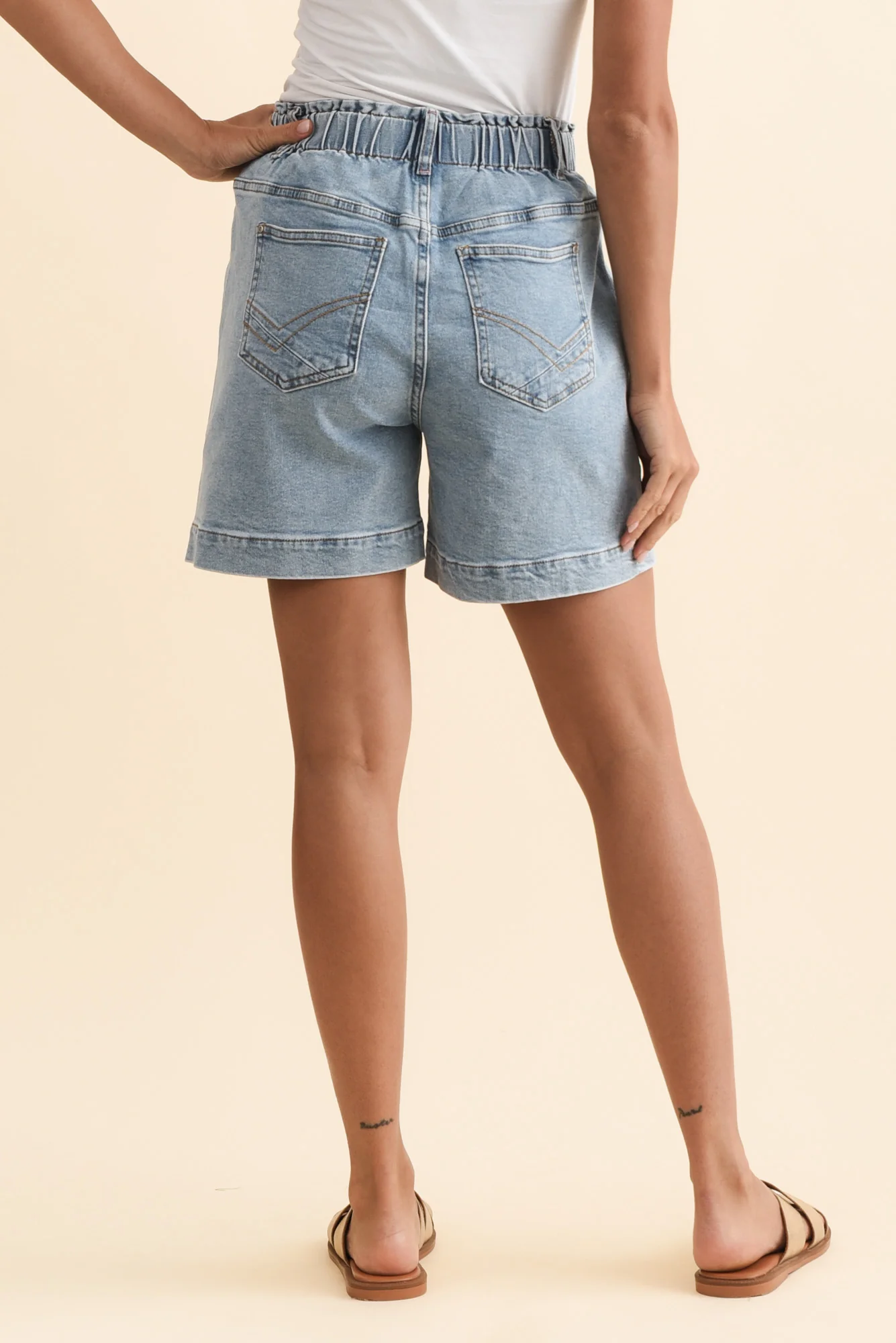 Atlas Light Blue Denim Stretch Shorts - Image 5