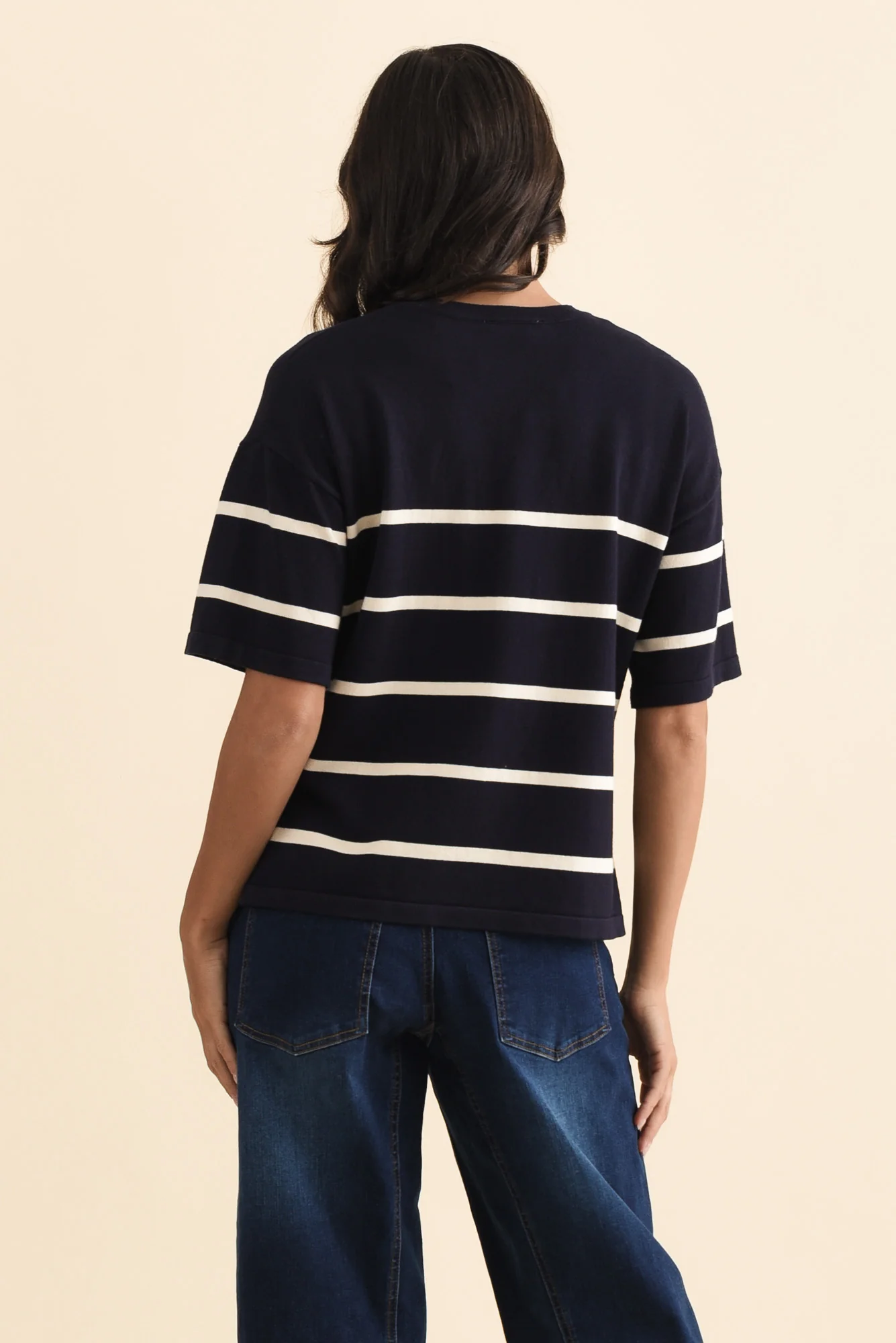 Bailey Navy Stripe Boxy Sweat - Image 4