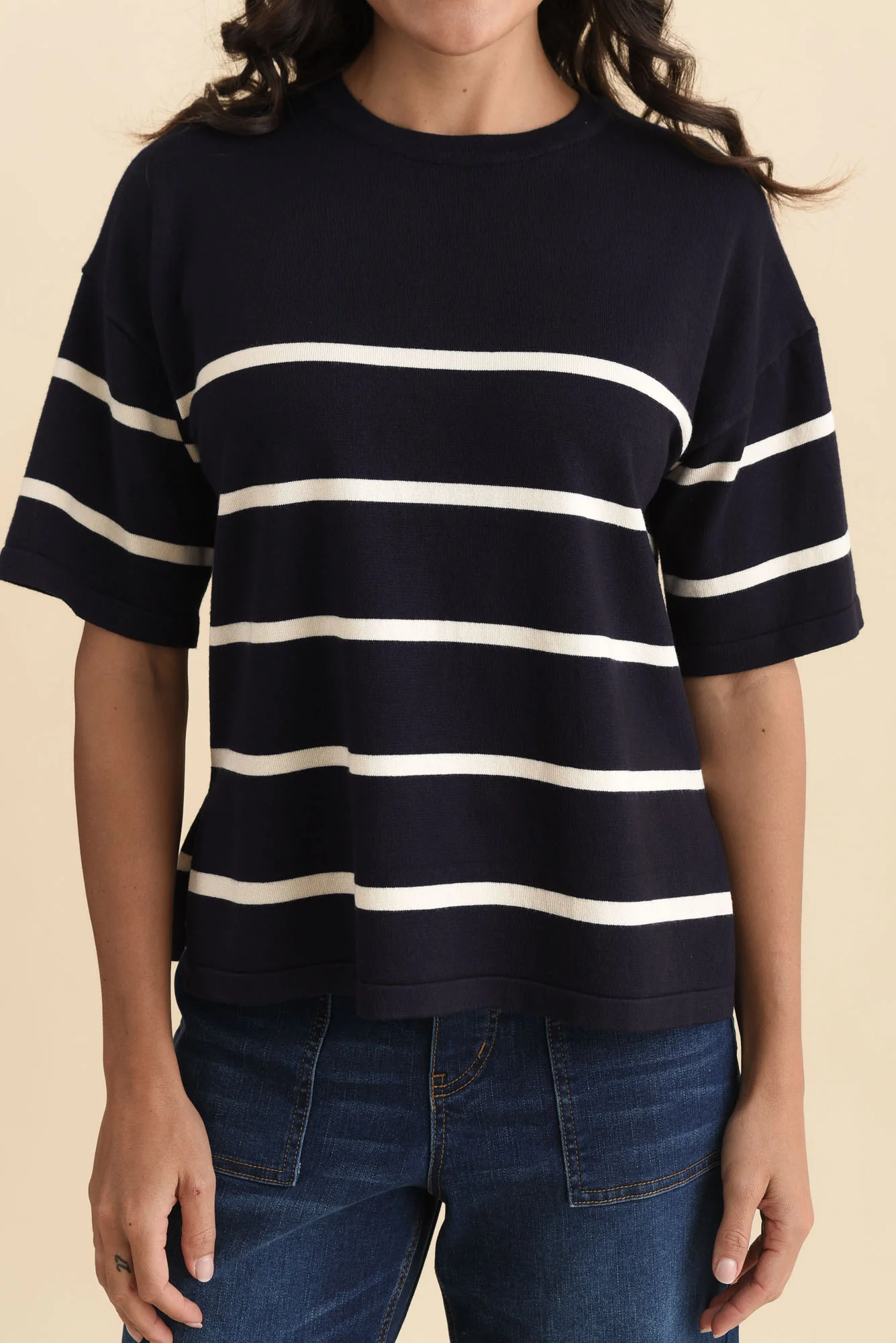 Bailey Navy Stripe Boxy Sweat - Image 5