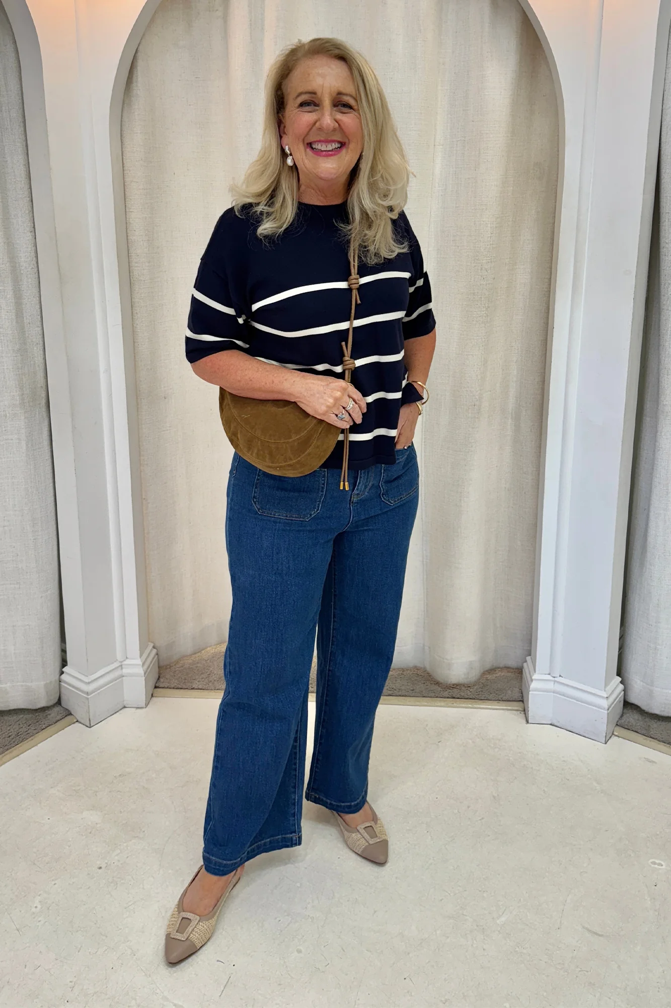 Bailey Navy Stripe Boxy Sweat - Image 6