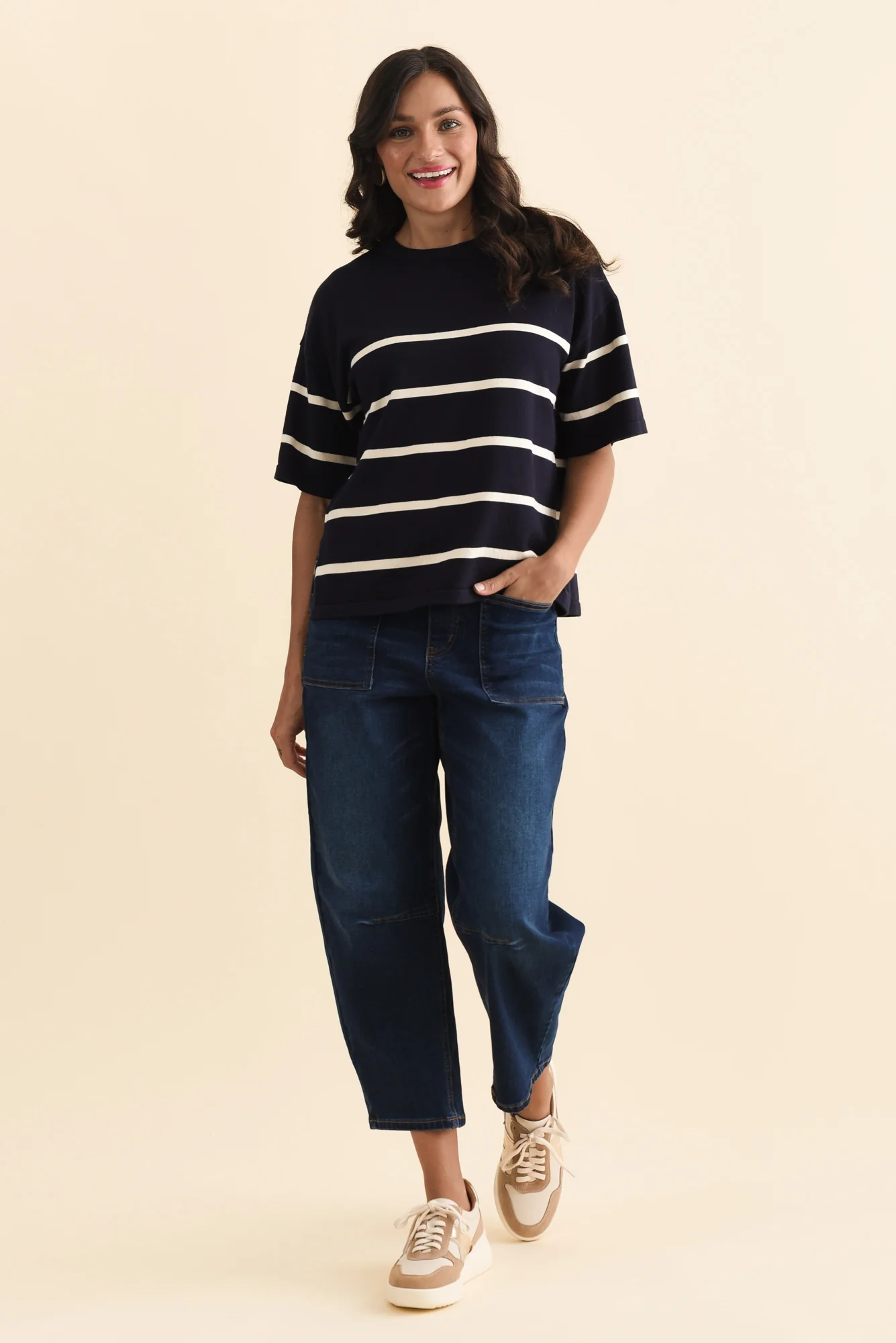 Bailey Navy Stripe Boxy Sweat - Image 7