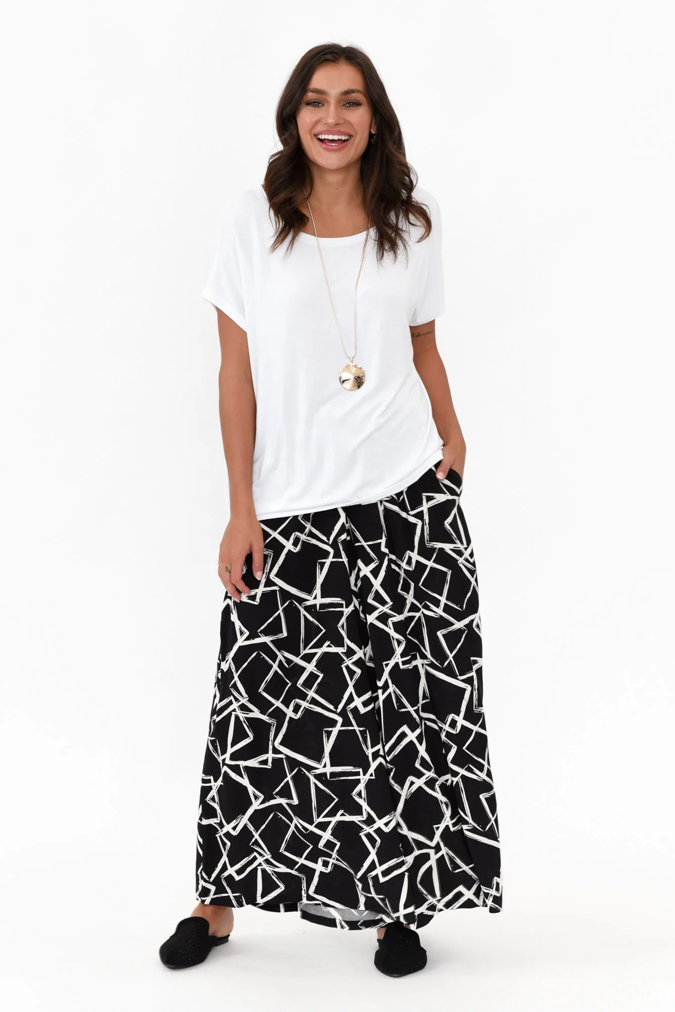 Baker Black Geo Wide Leg Pants - Image 6