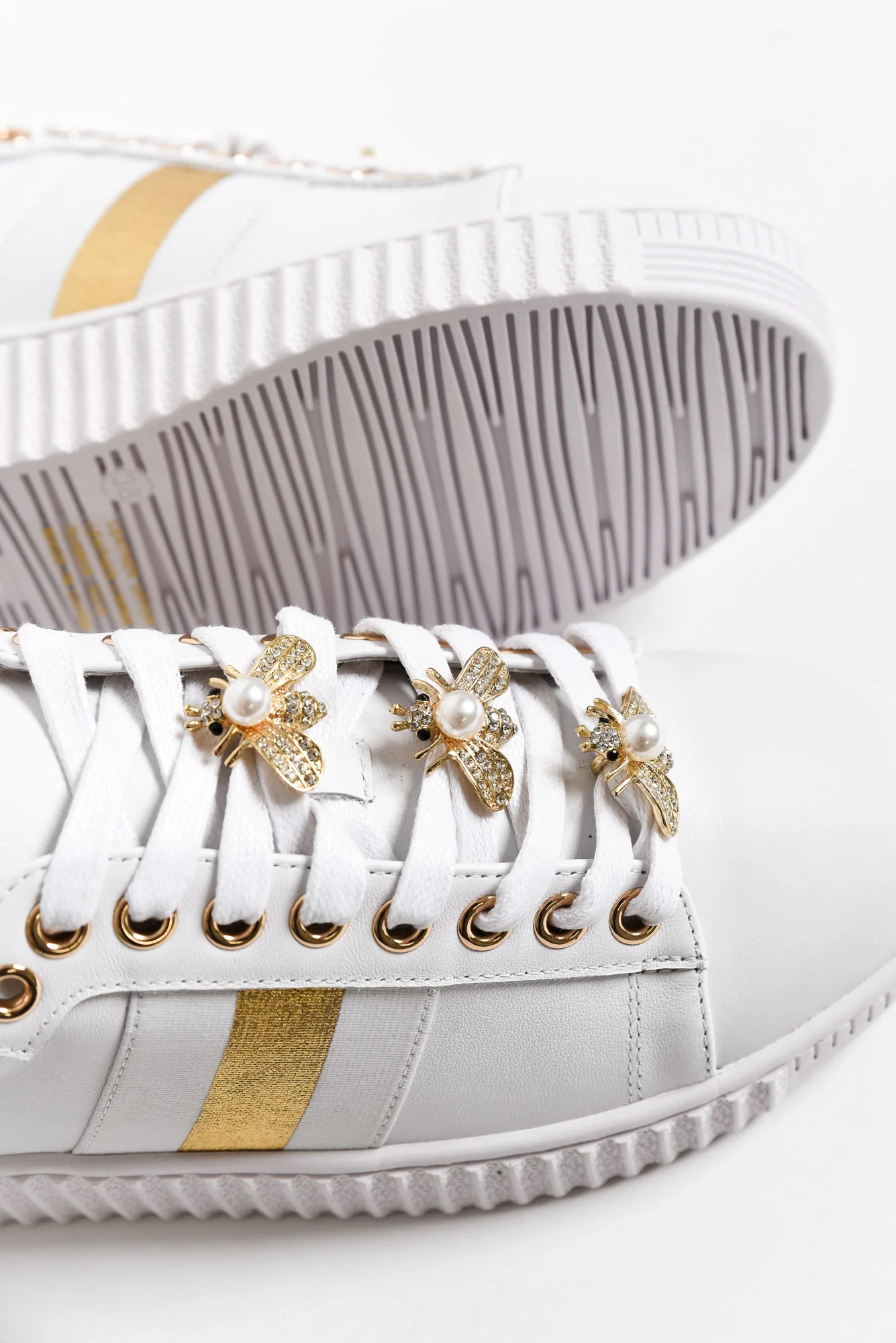 Bee White Stripe Leather Sneaker - Image 3