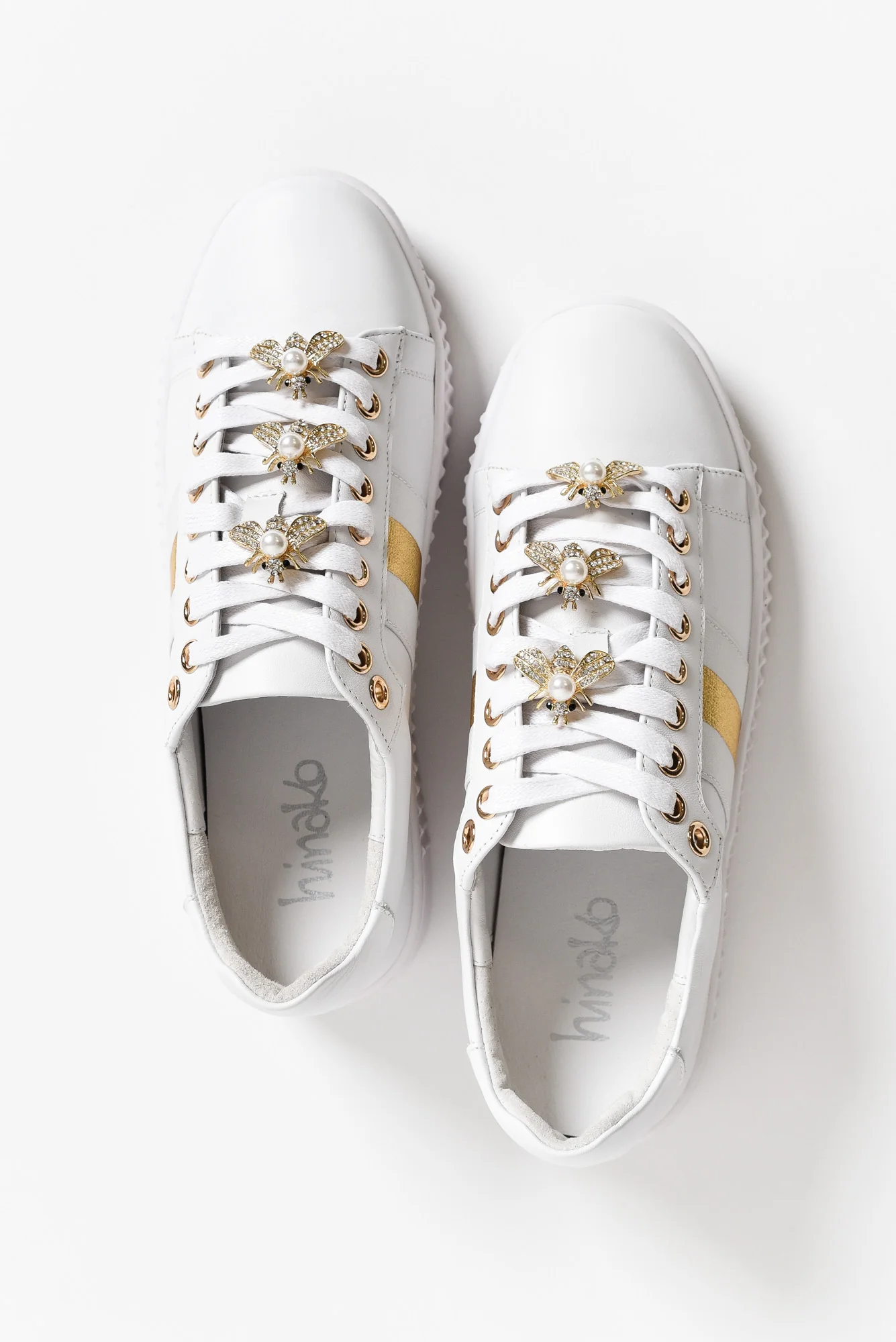 Bee White Stripe Leather Sneaker - Image 4