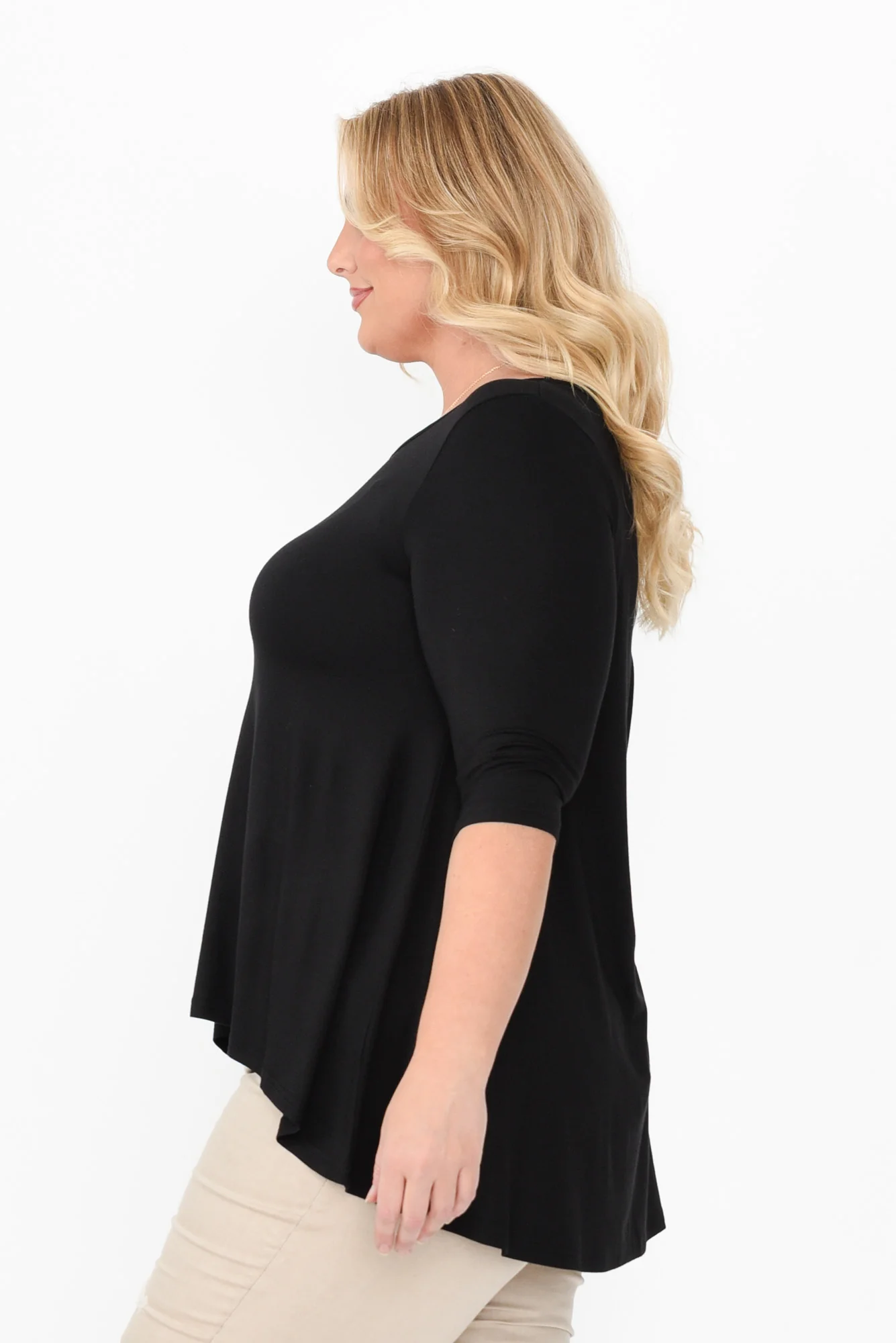 Black Bamboo Hi Lo Hem Top - Image 9