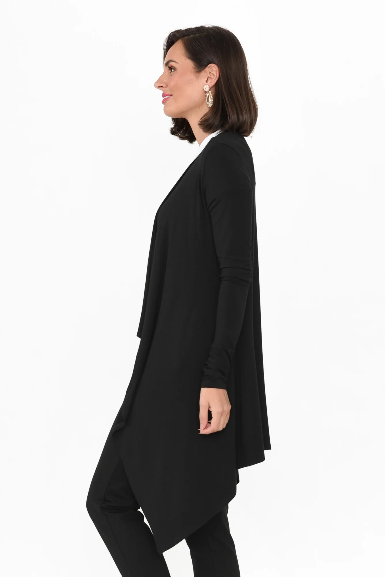 Black Bamboo Waterfall Cardigan - Image 5