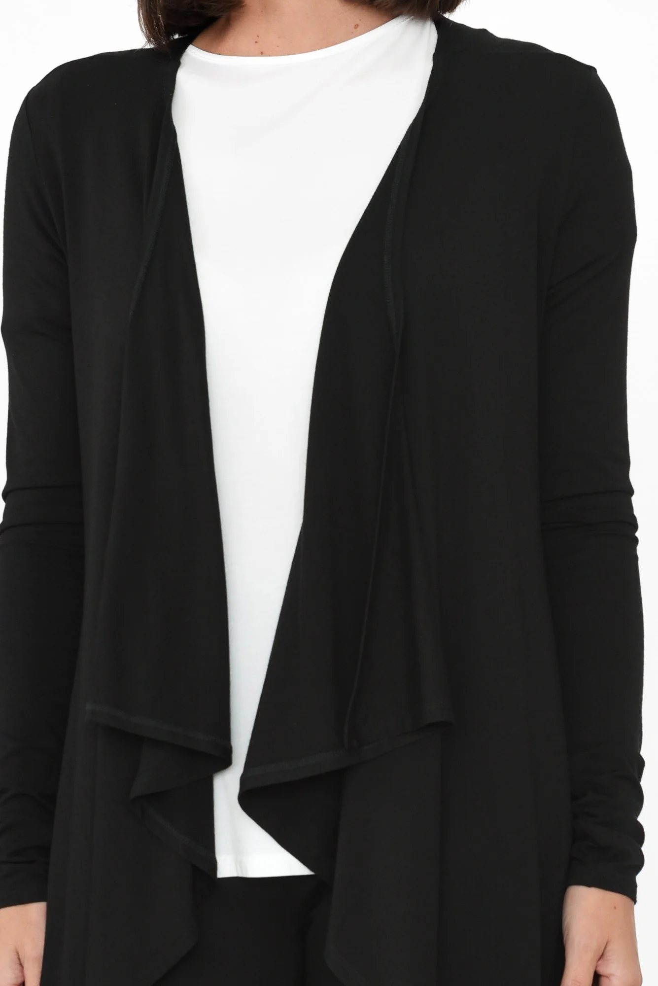 Black Bamboo Waterfall Cardigan - Image 7