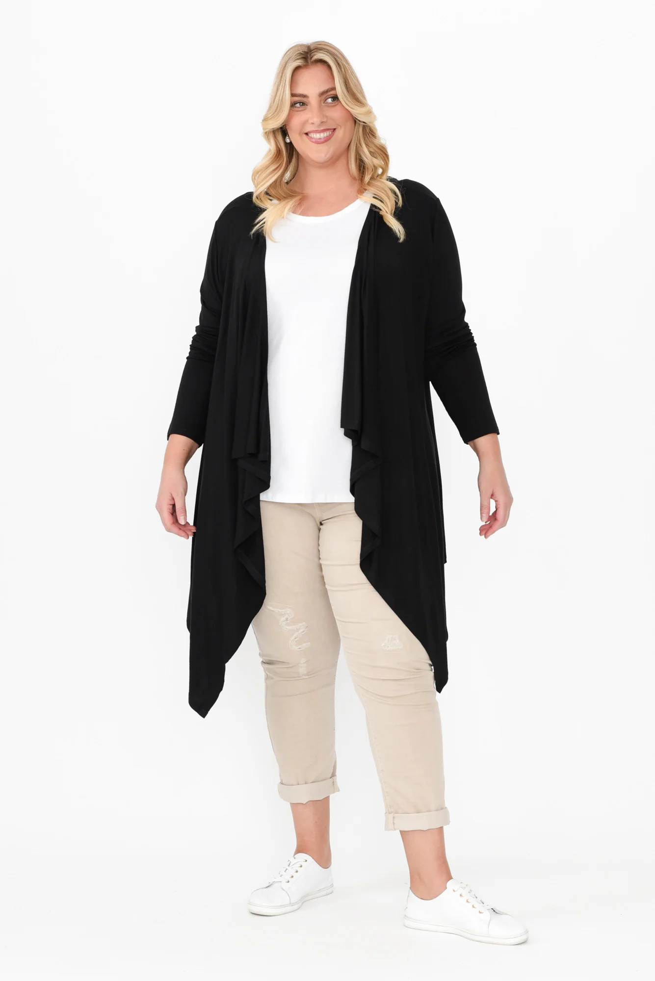 Black Bamboo Waterfall Cardigan - Image 8