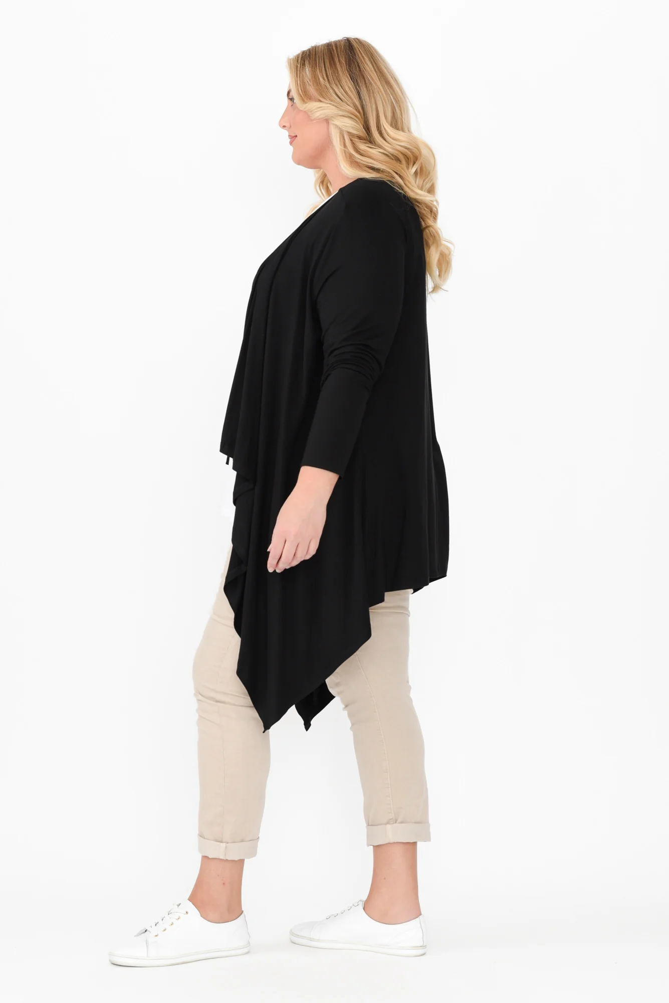 Black Bamboo Waterfall Cardigan - Image 9