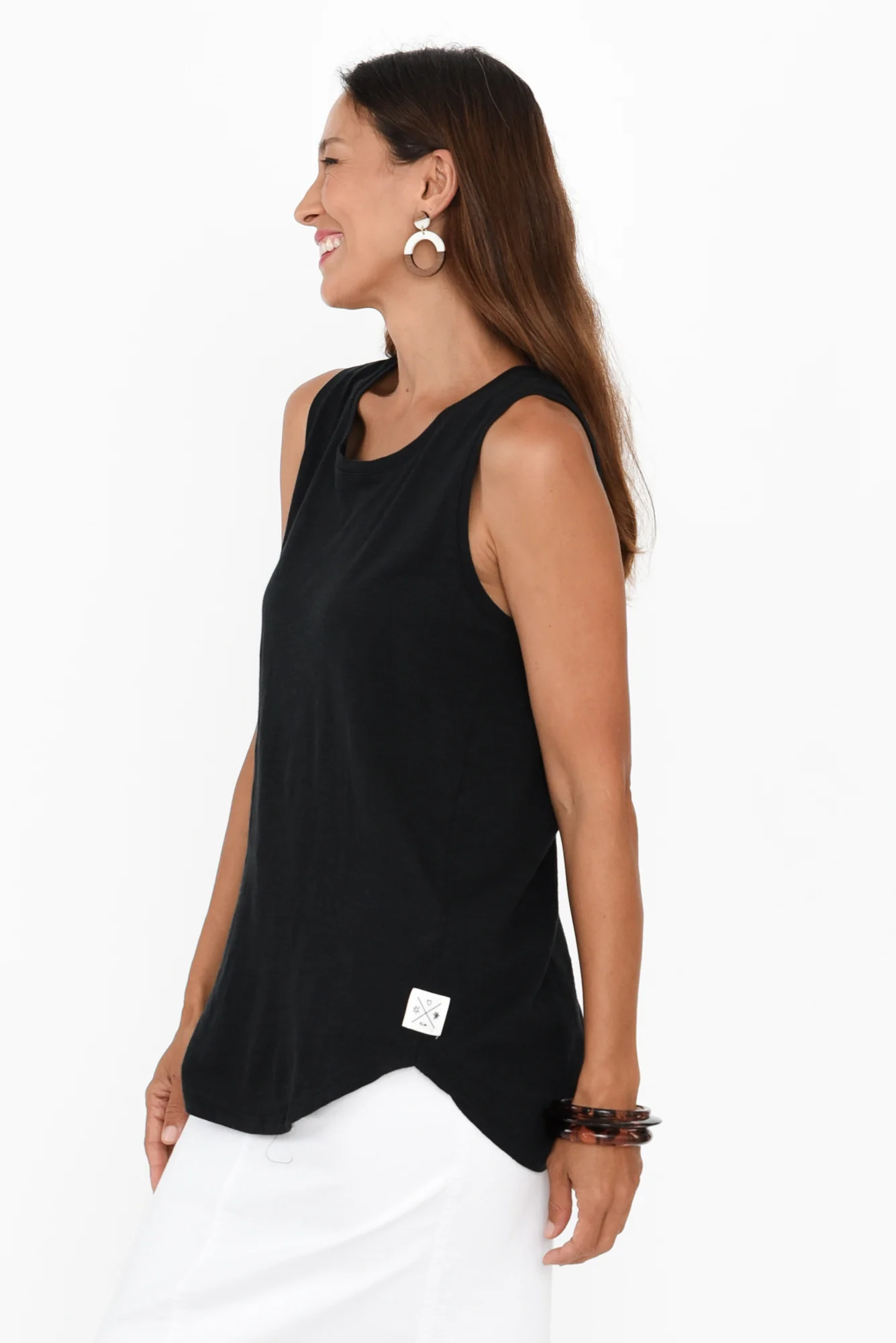 Black Cotton Scoop Tank - Image 4