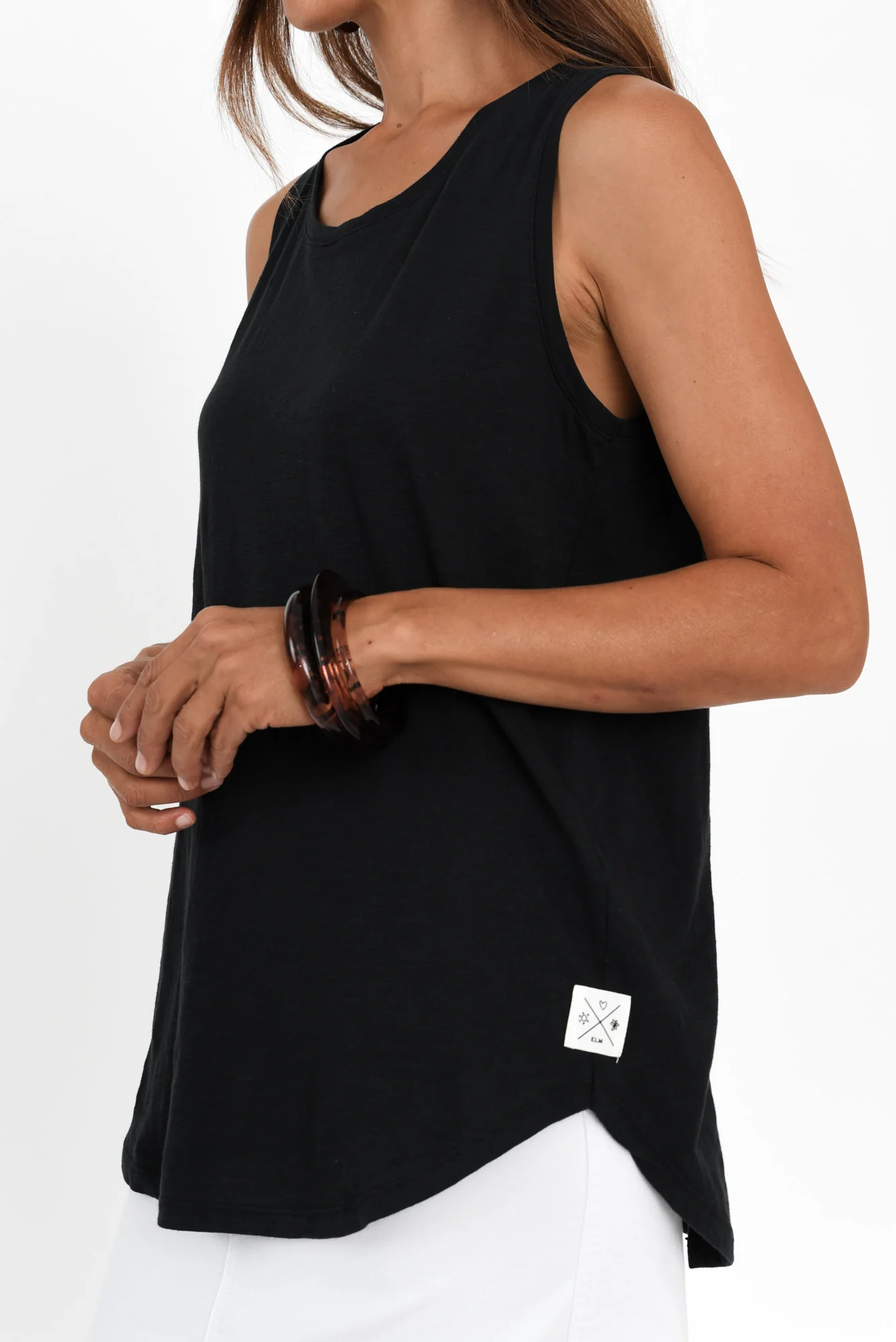 Black Cotton Scoop Tank - Image 6