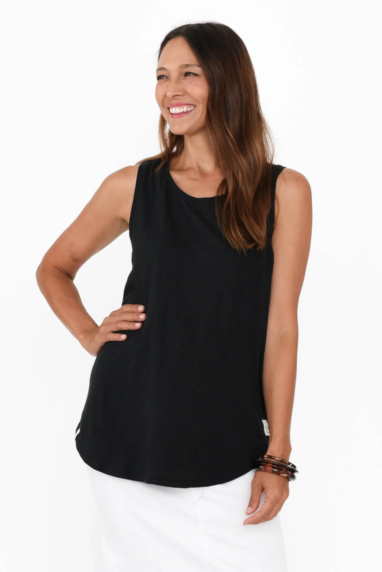 Black Cotton Scoop Tank - Image 7