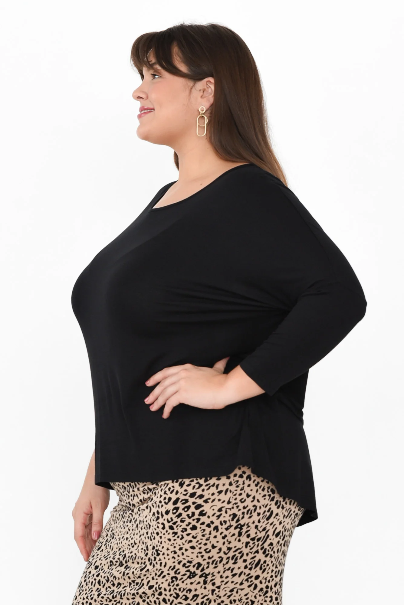 Black Milan 3/4 Sleeve Top - Image 10
