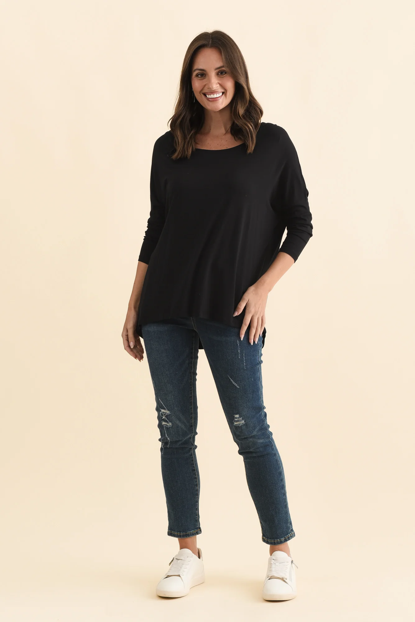 Black Milan 3/4 Sleeve Top - Image 7