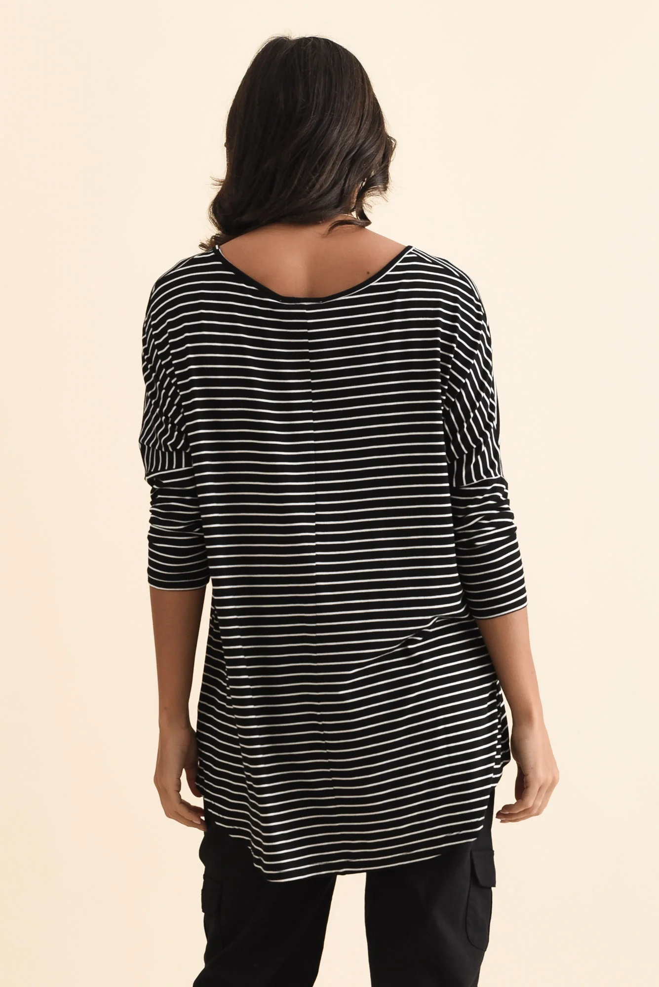 Black Stripe Milan 3/4 Sleeve Top - Image 5