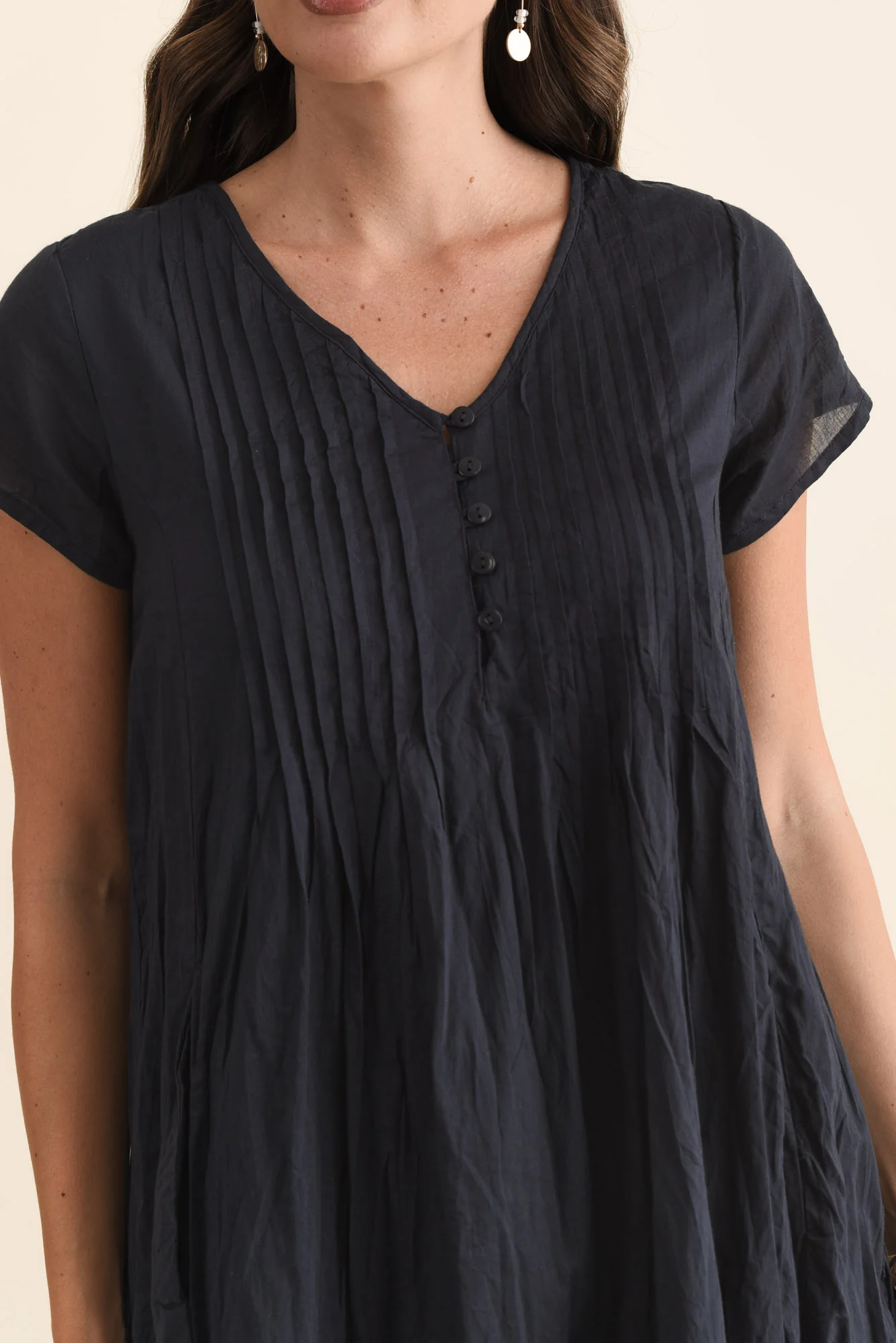 Sabina Navy Crinkle Cotton Dress - Image 6