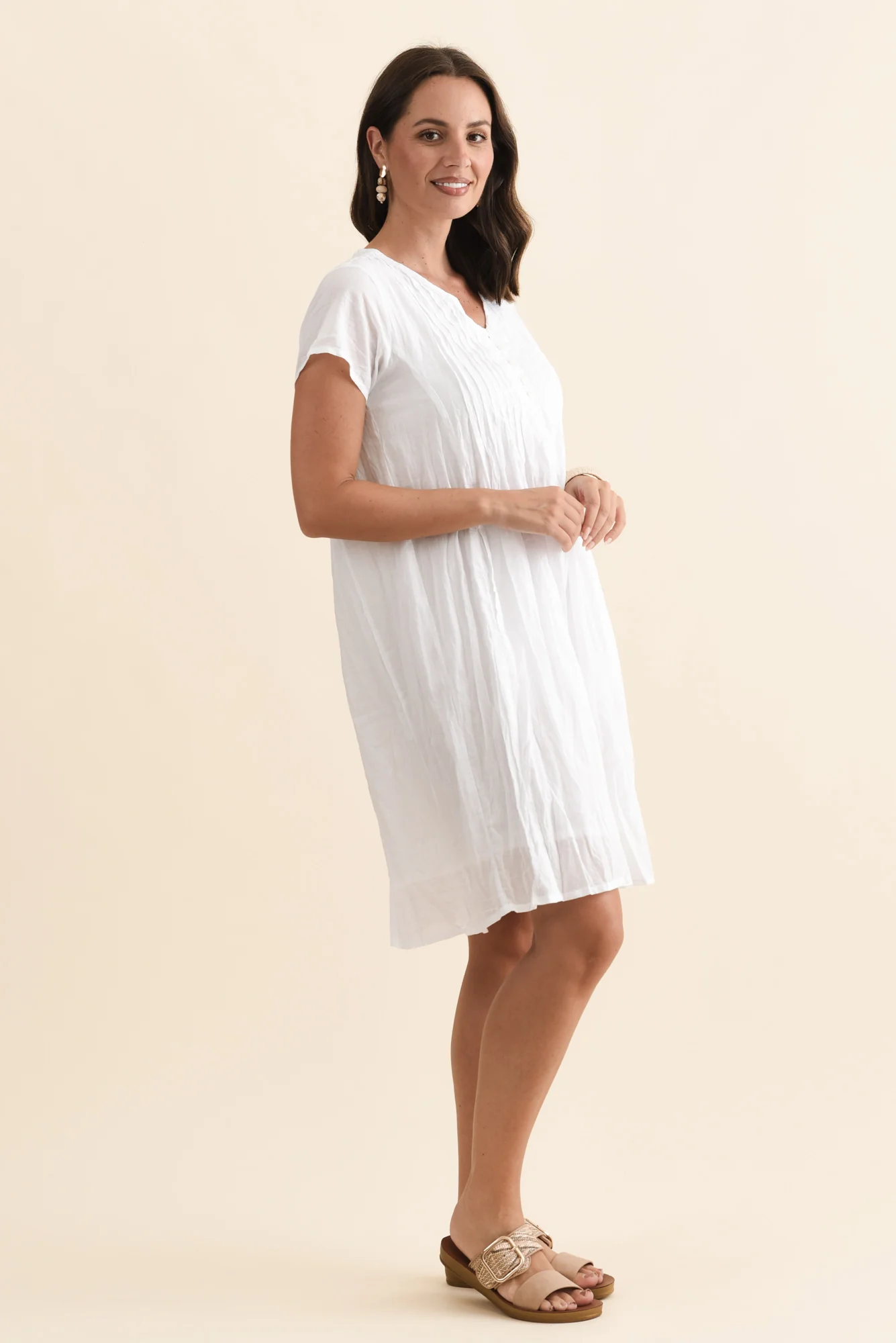 Sabina White Crinkle Cotton Dress - Image 3