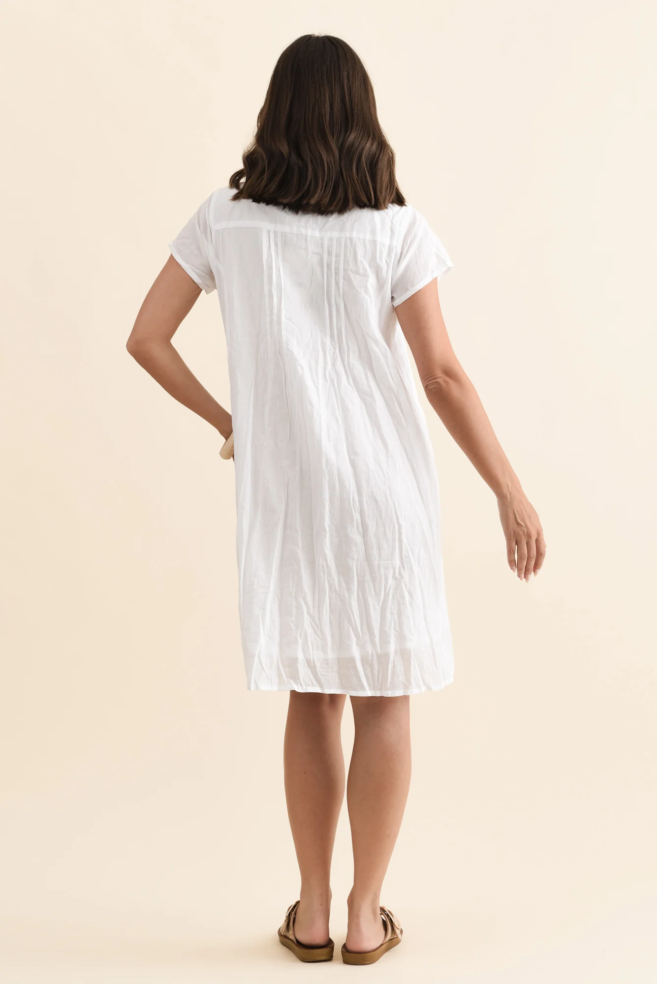 Sabina White Crinkle Cotton Dress - Image 4
